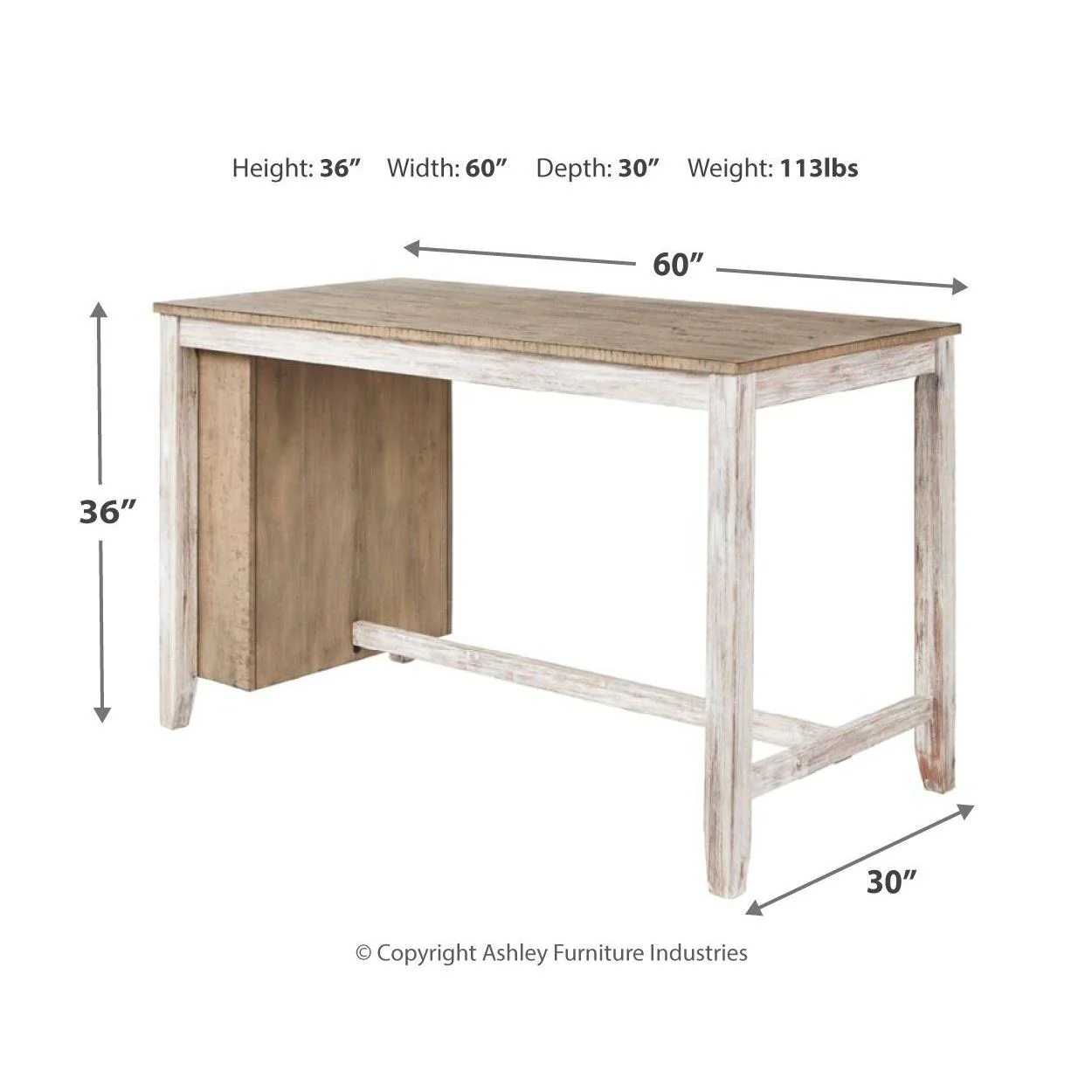 Ashley Skempton Rectangle Counter Table w/Storage in White/Light Brown - Image 6