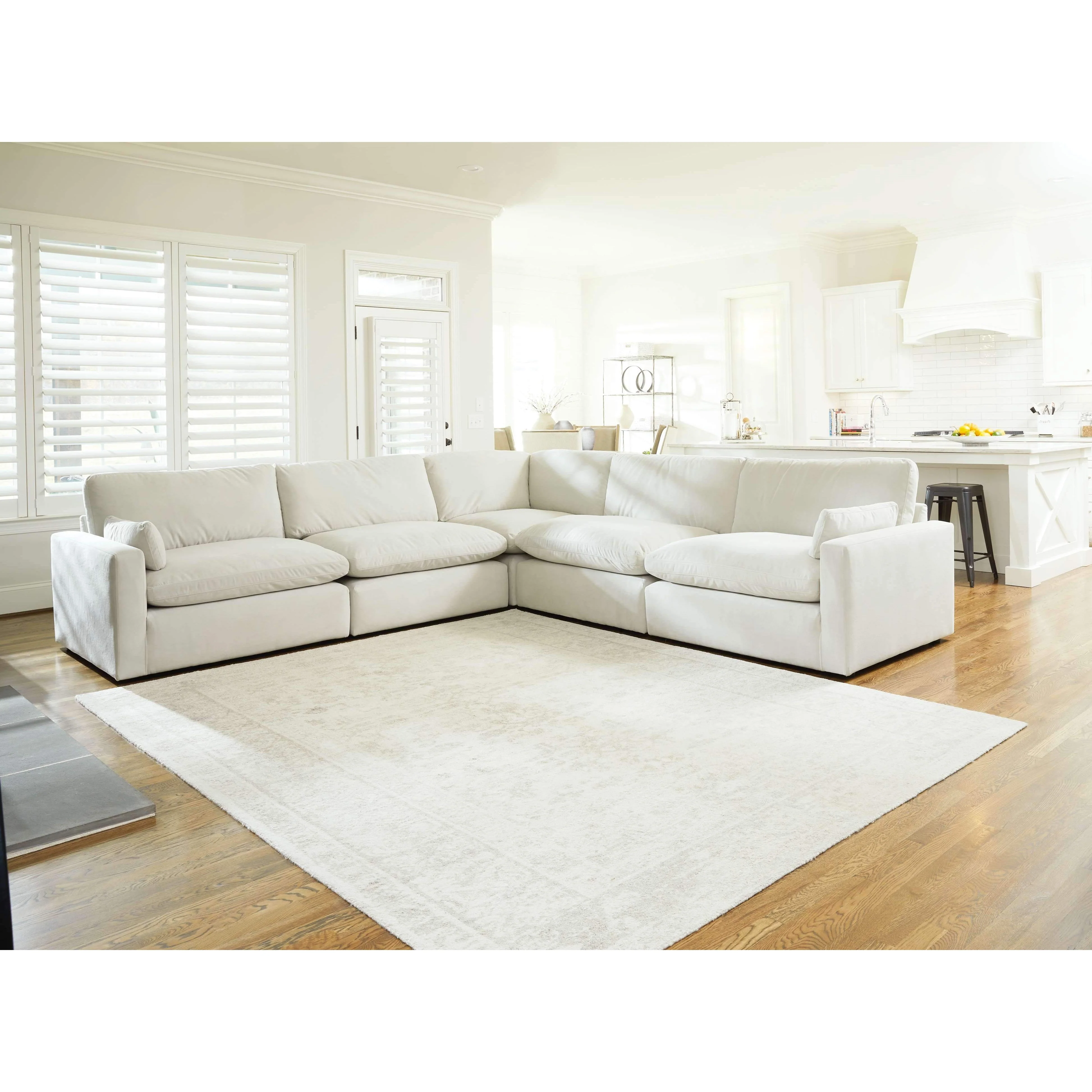 Ashley Sophie Left, Right, 2 Armless Chairs & Wedge 5 Piece Sectional in Ivory