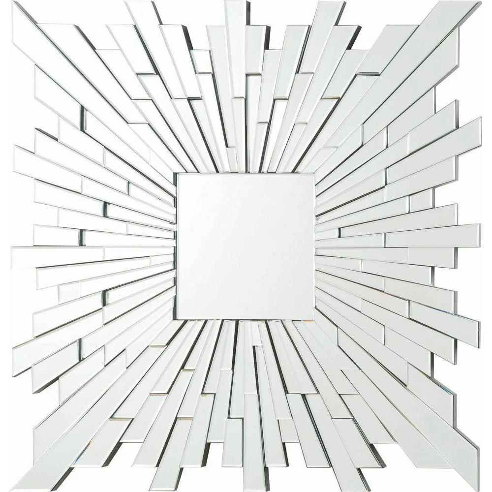 Square Sunburst Wall Mirror - Pearl Silver