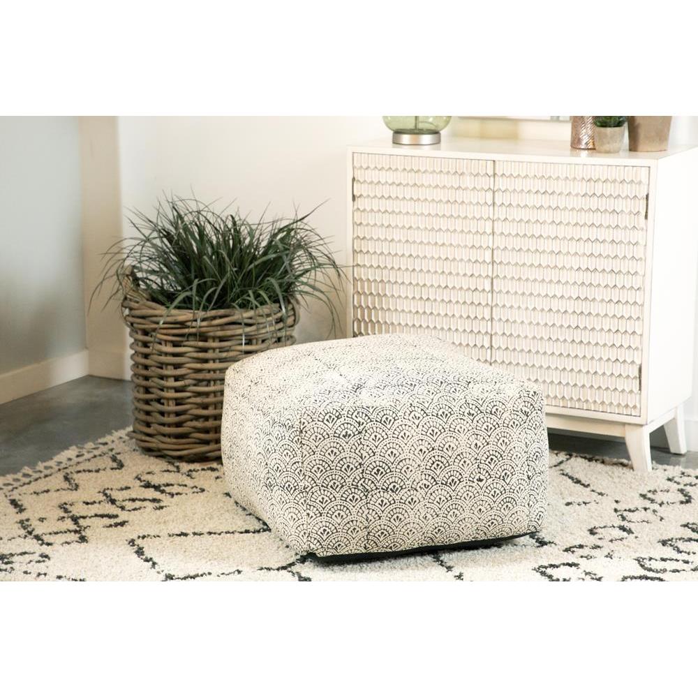 Square Upholstered Floor Pouf - White - Image 3