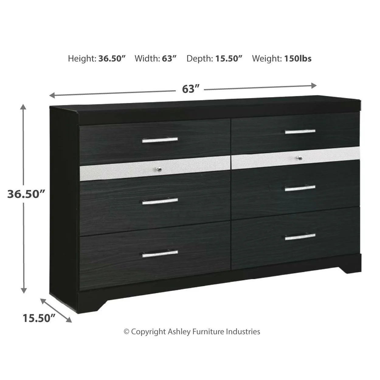 Starberry - Black - Eight Drawer Dresser - Image 4