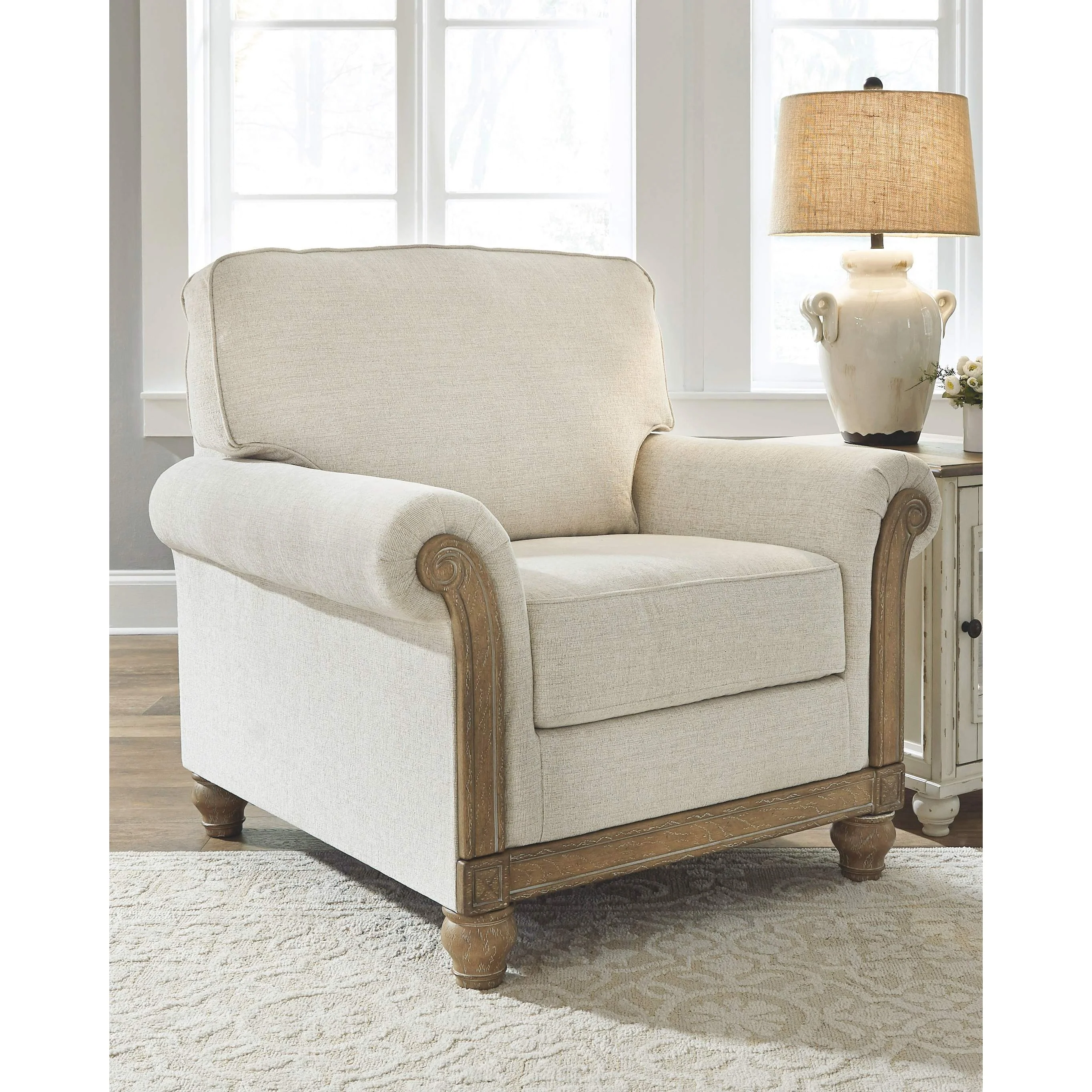 Stoneleigh - Alabaster - 2 Pc. - Chair, Ottoman - Image 2