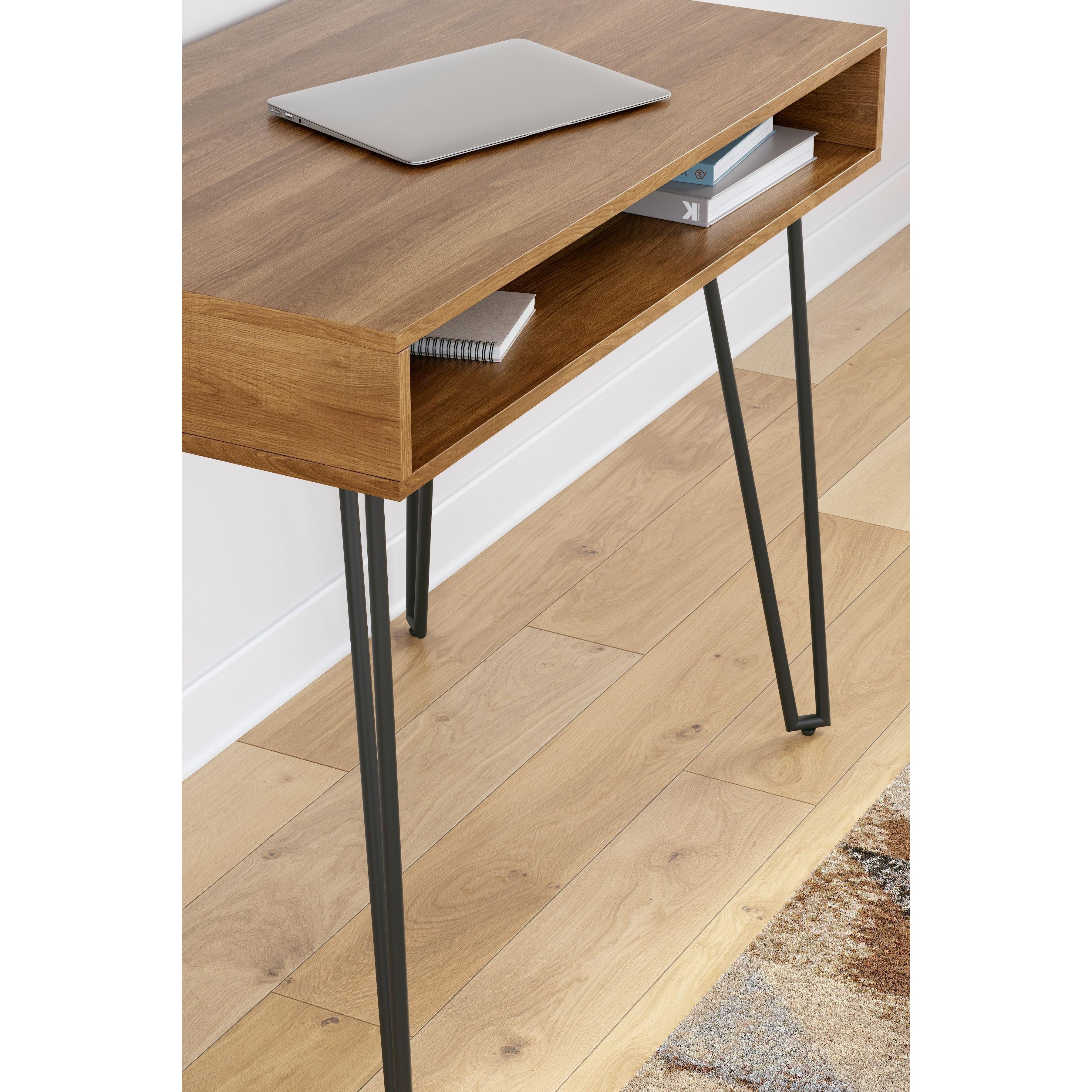 Strumford - Brown/black - Home Office Desk With 1 Open Storage - Image 8