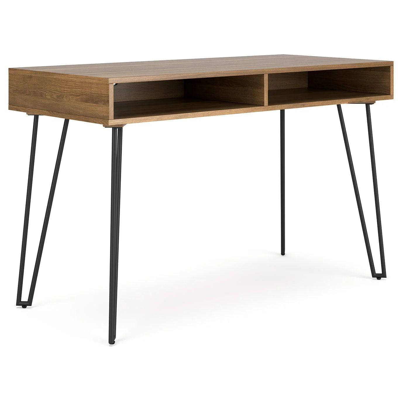 Strumford - Brown/black - Home Office Desk With 2 Open Storages