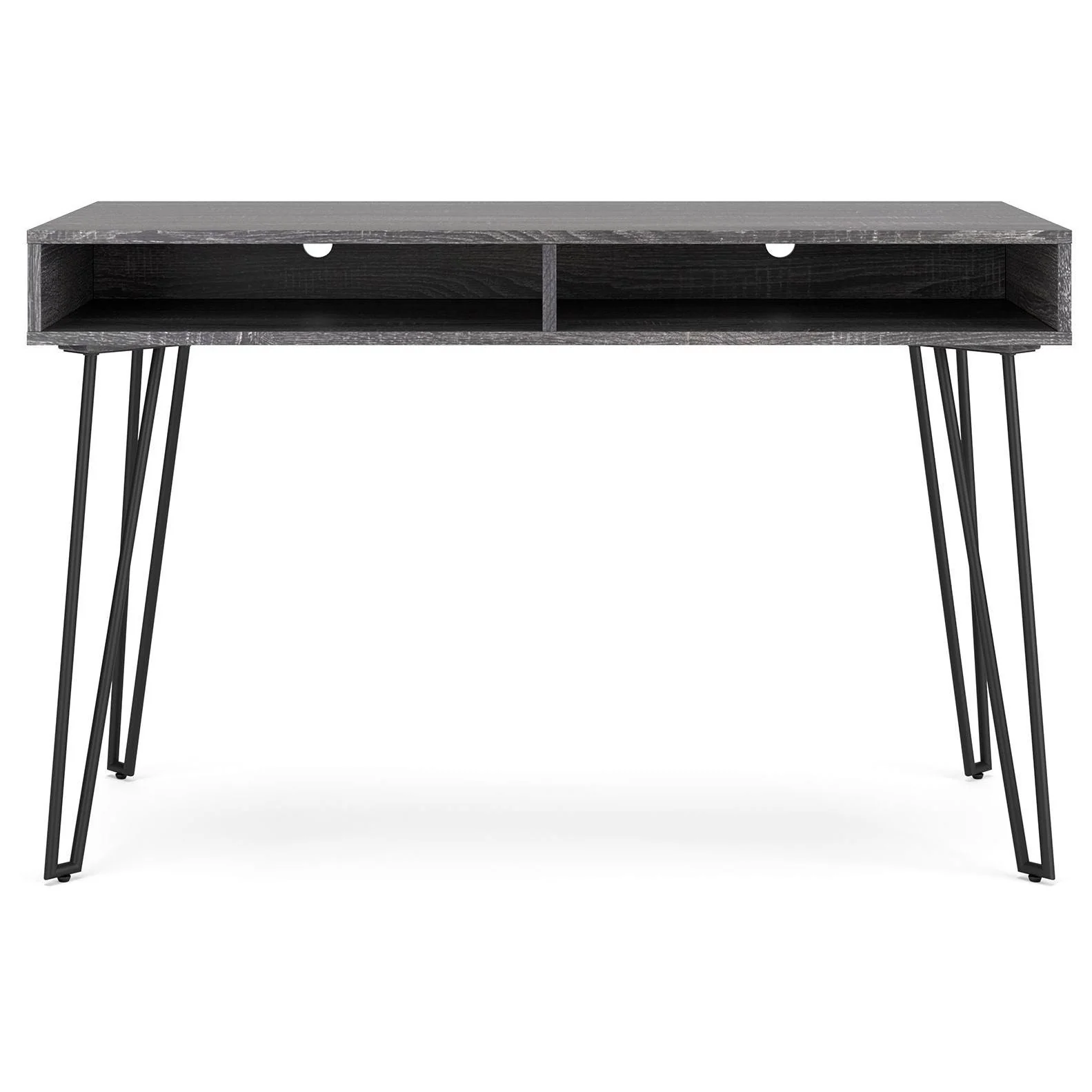 Strumford - Charcoal/black - Home Office Desk With 2 Open Storages - Image 3