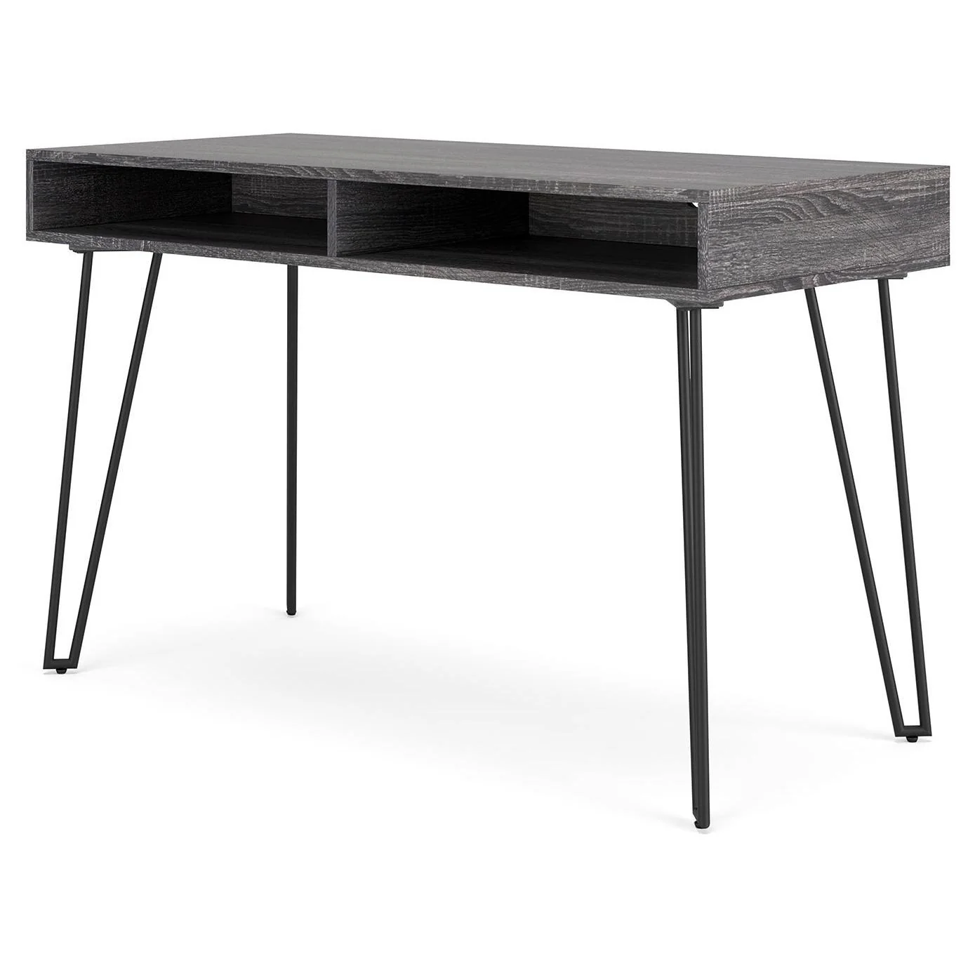 Strumford - Charcoal/black - Home Office Desk With 2 Open Storages - Image 4