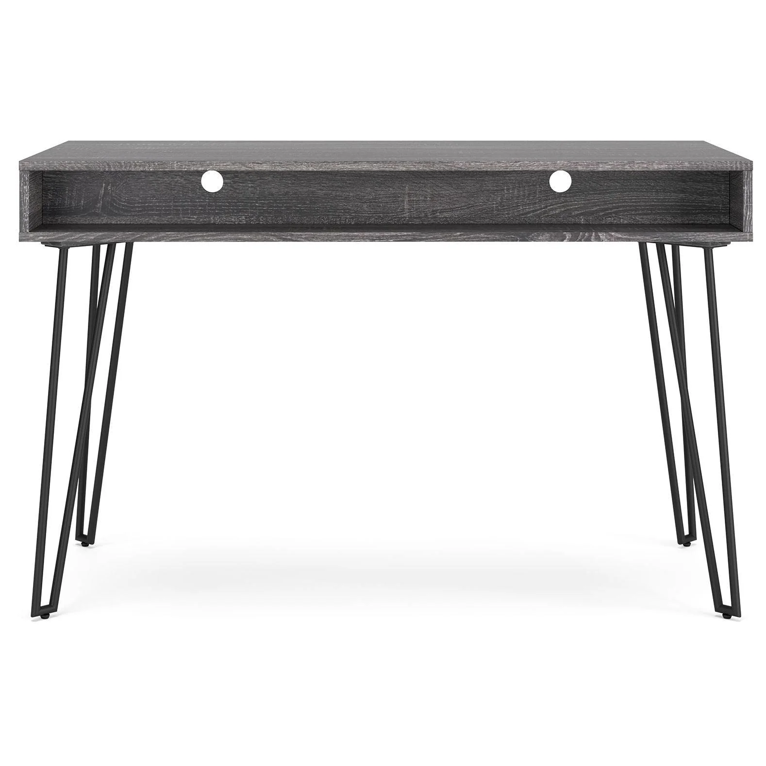 Strumford - Charcoal/black - Home Office Desk With 2 Open Storages - Image 6