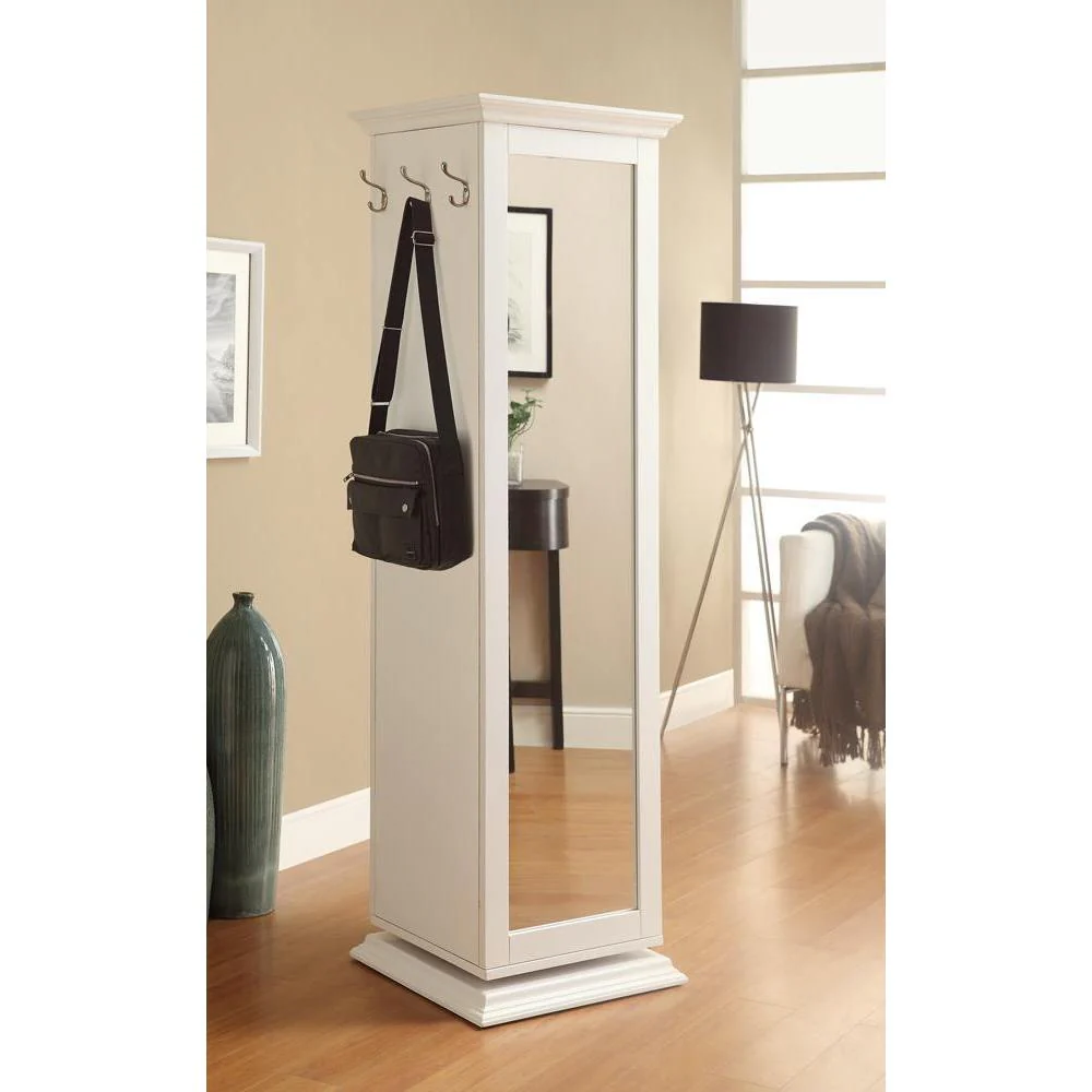 Swivel Accent Cabinet With Cork Board - White