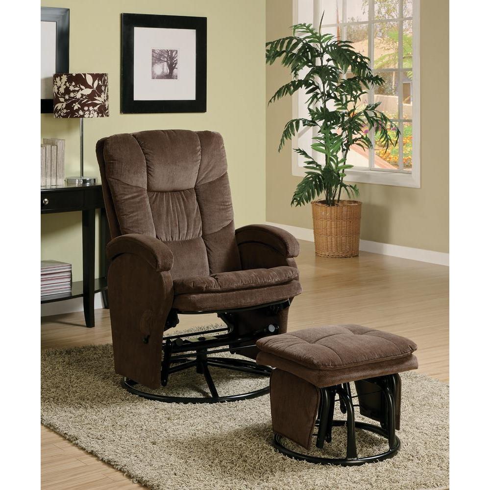 Swivel Glider Recliner With Ottoman - Brown