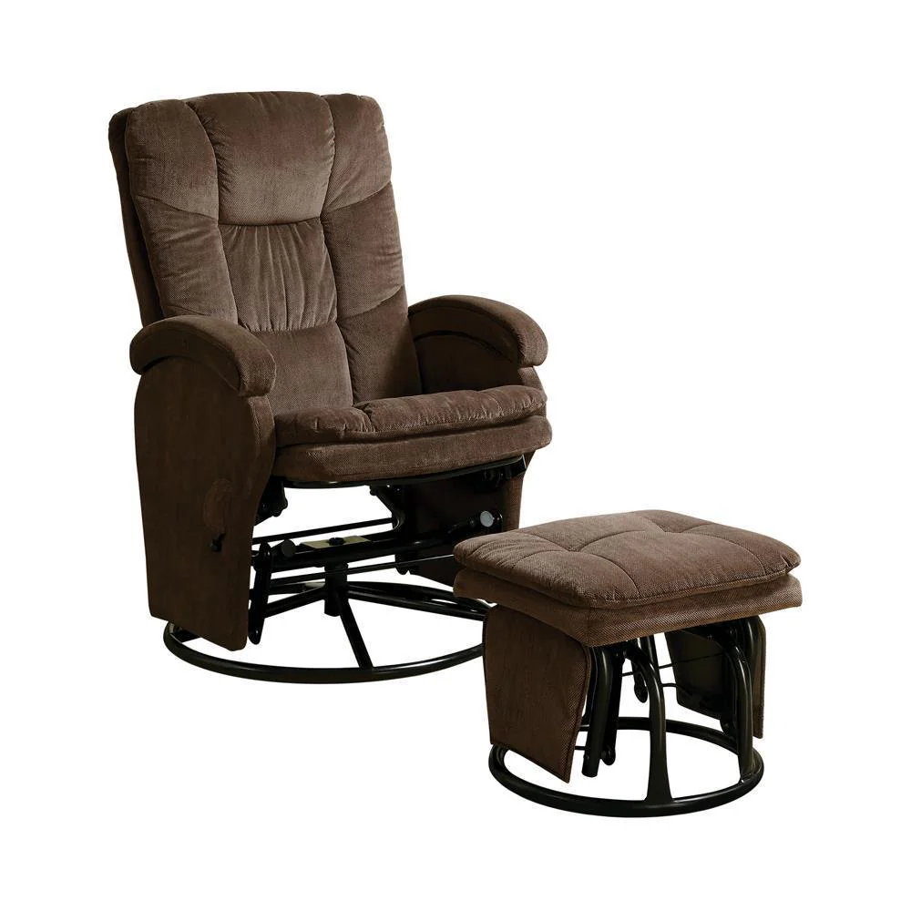 Swivel Glider Recliner With Ottoman - Brown - Image 2