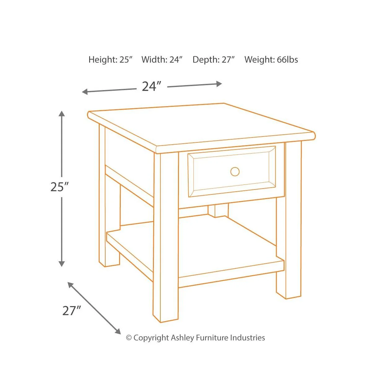 Ashley Tyler 1 Drawer Rectangular End Table in Grayish Brown/black - Image 13
