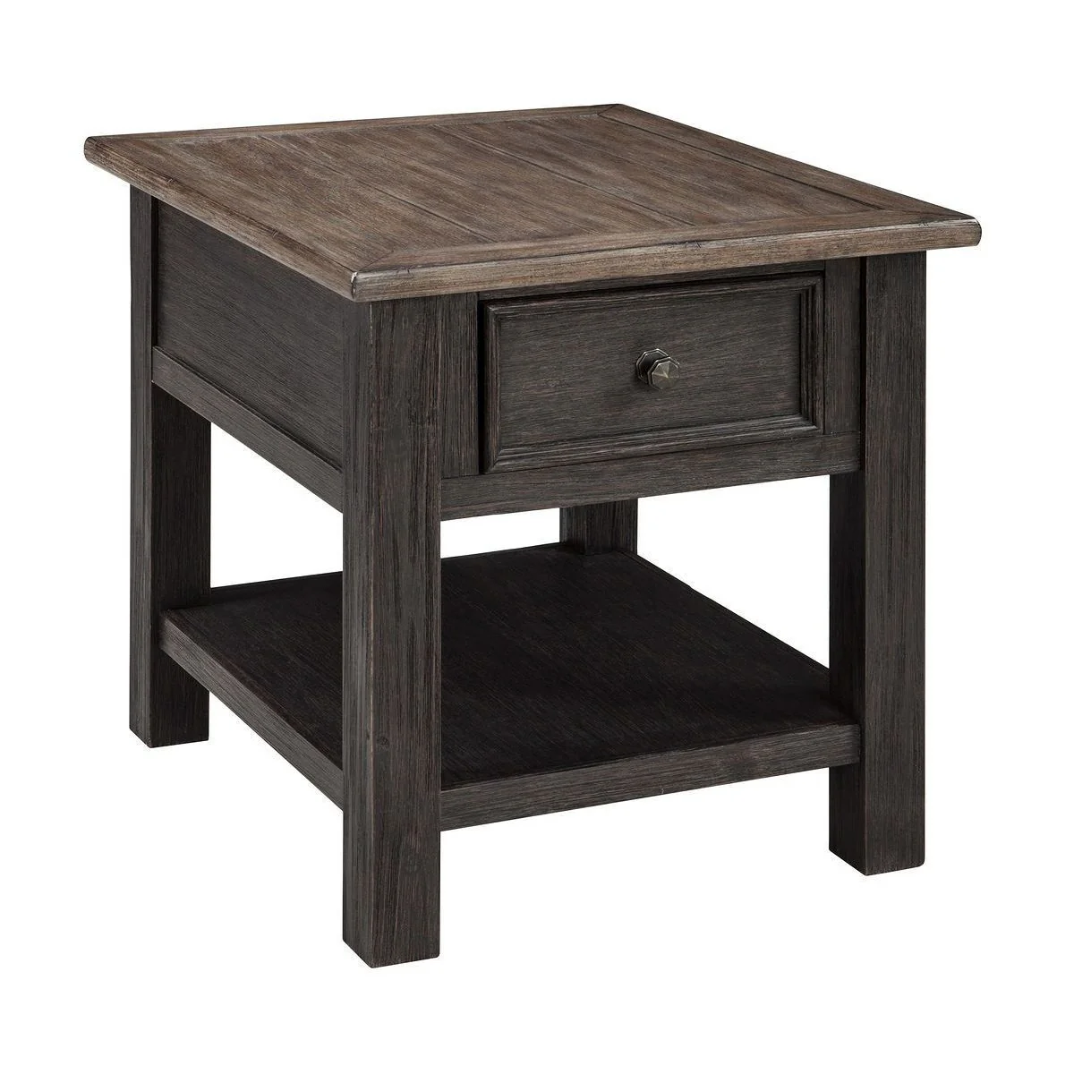 Ashley Tyler 1 Drawer Rectangular End Table in Grayish Brown/black - Image 2