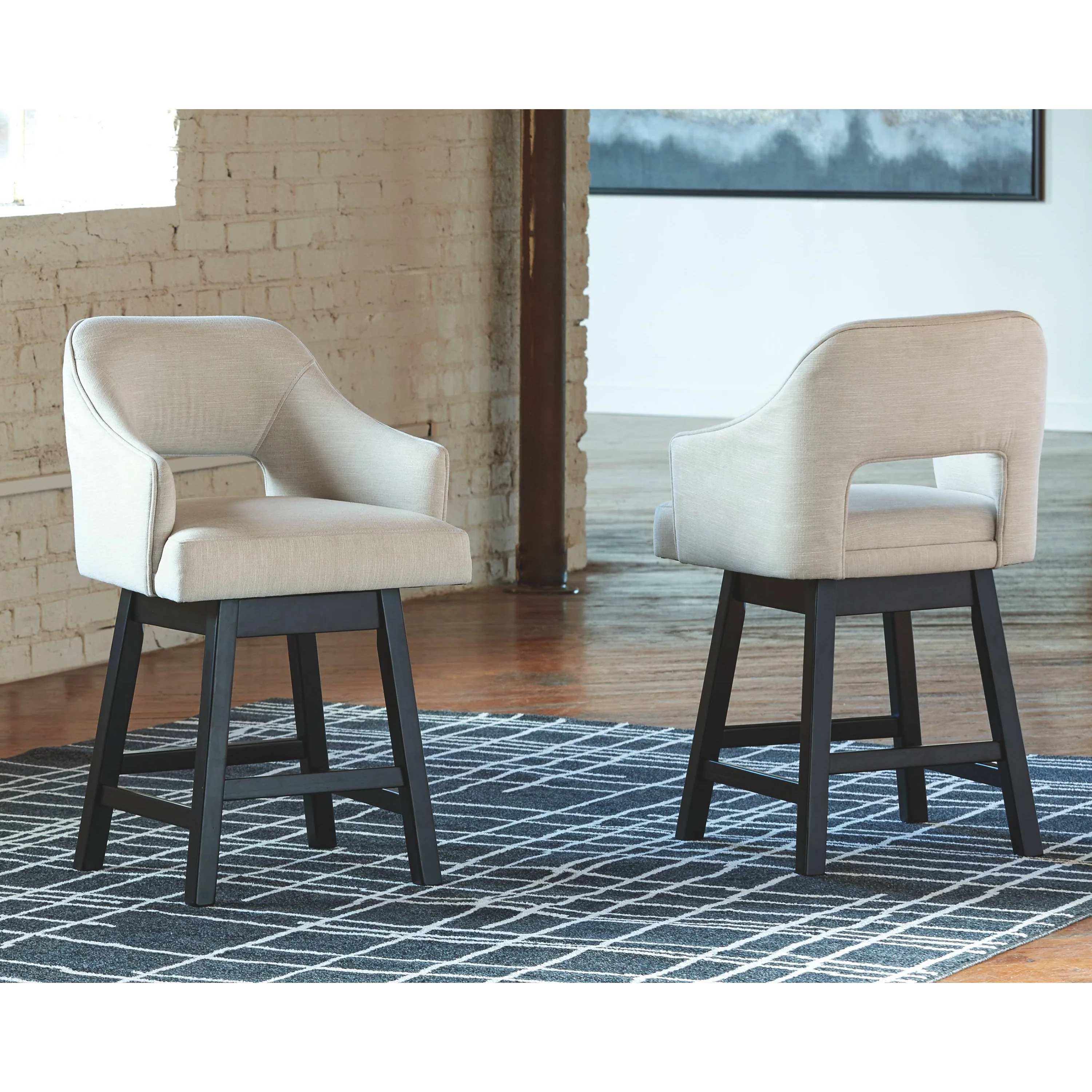 Tallenger - Beige - Uph Swivel Barstool (2/cn) - Image 2