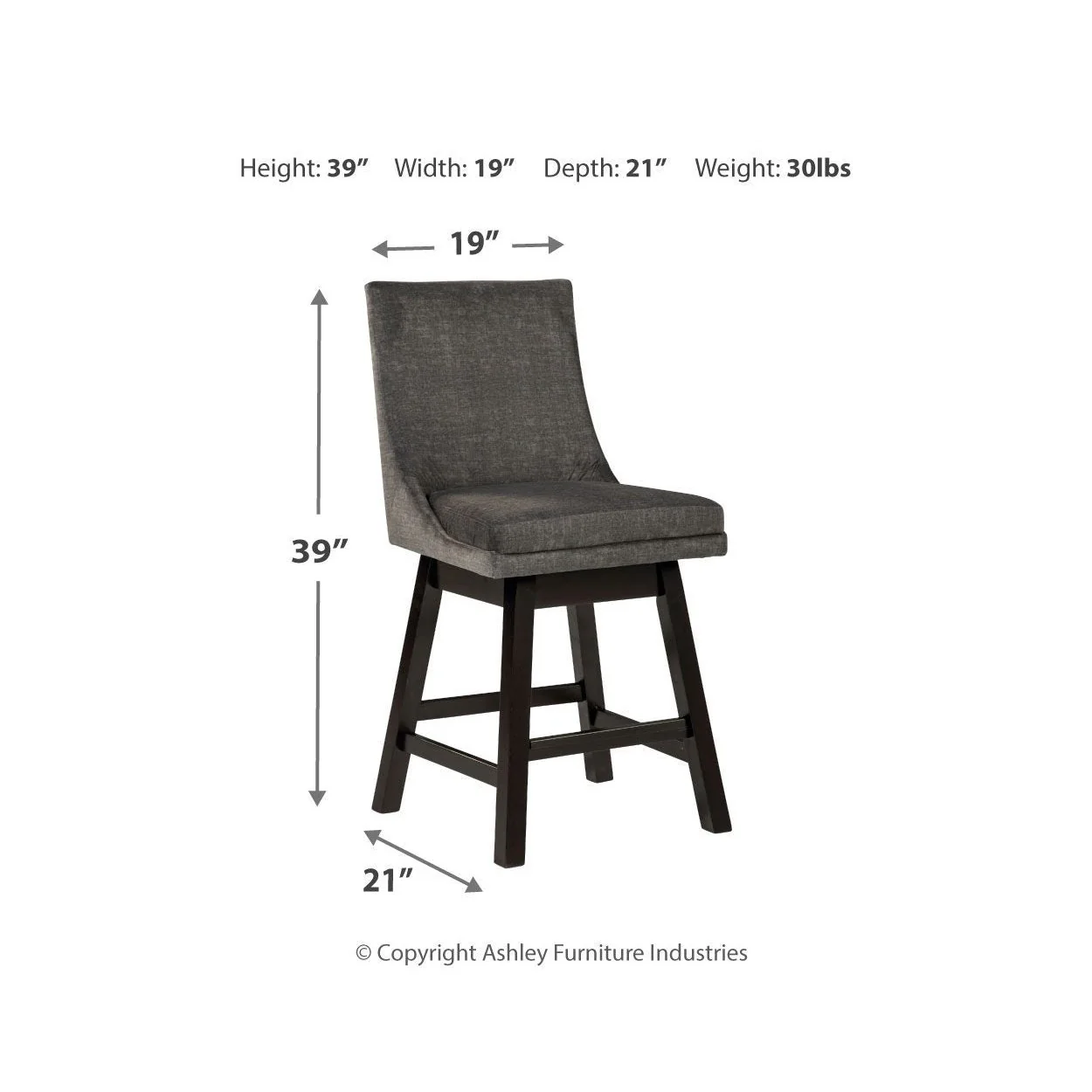 Tallenger - Dark Gray - Counter Height Bar Stool (set Of 2) - Image 12