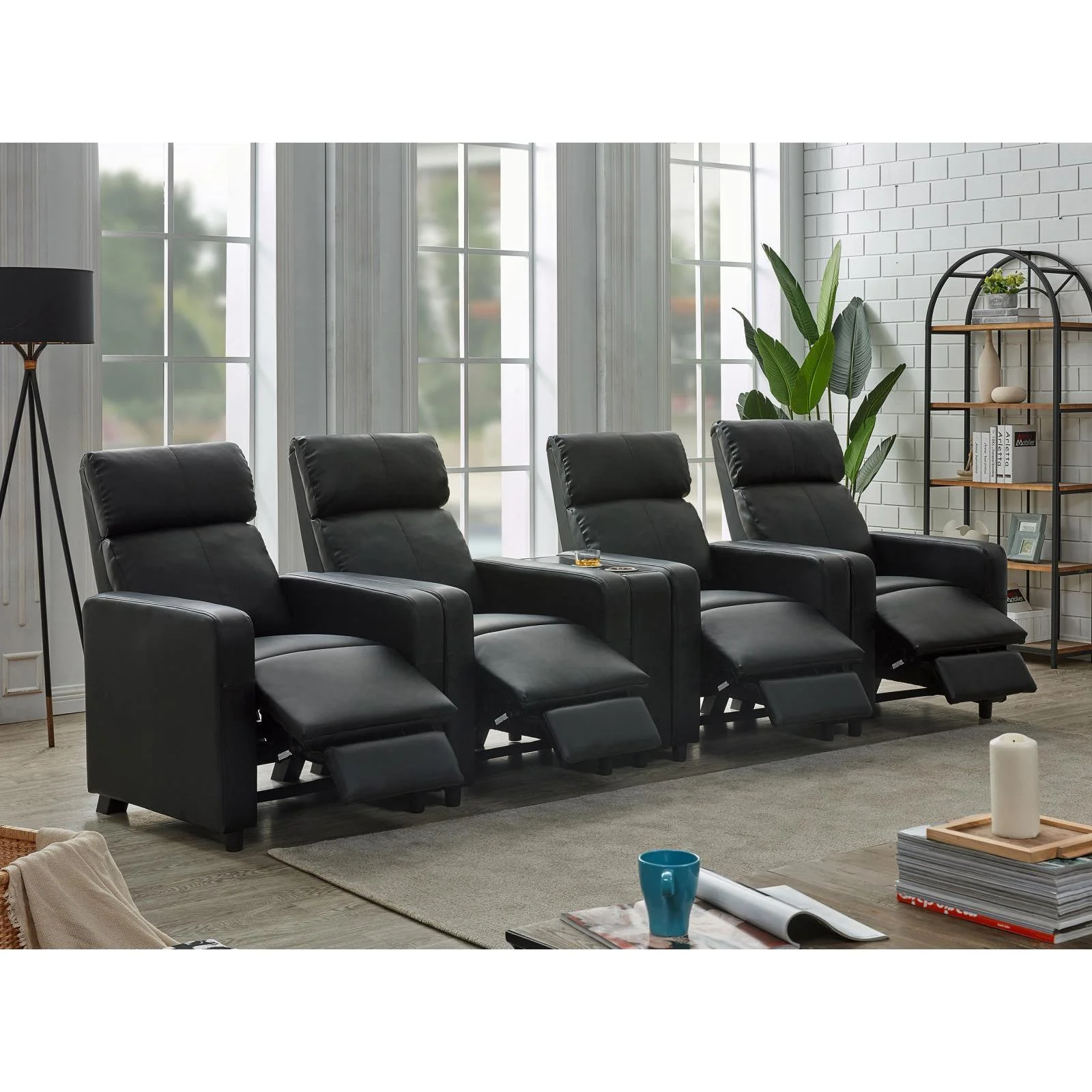Toohey Home Theater Collection - 5 Pc 4-seater Home Theater - Black - Image 2