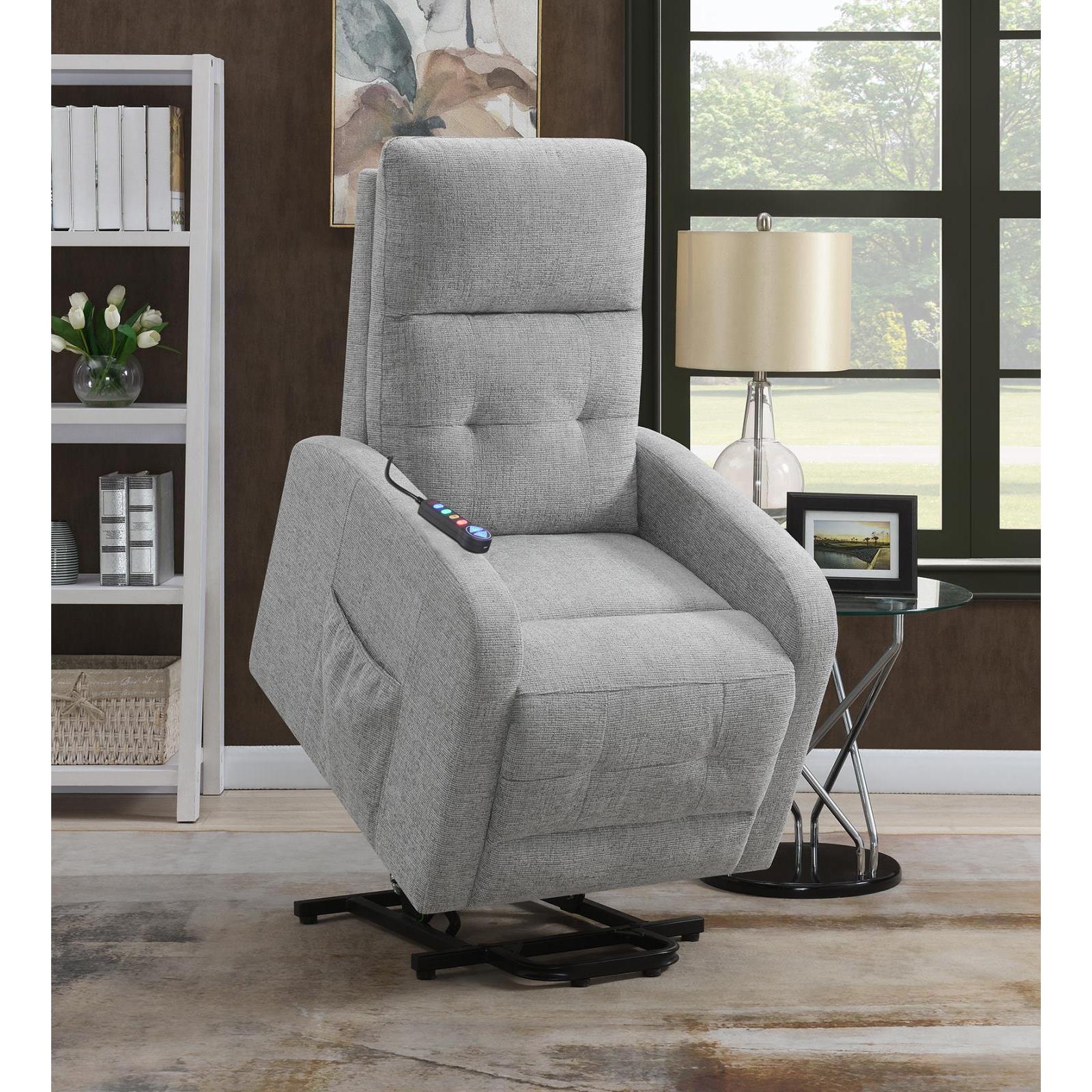 Tufted Upholstered Power Lift Recliner - Pearl Silver