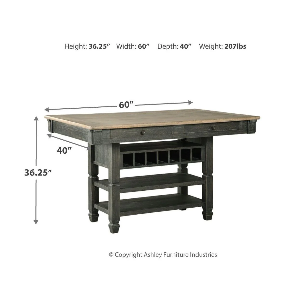 Tyler - Black/gray - Rect Dining Room Counter Table - Image 11