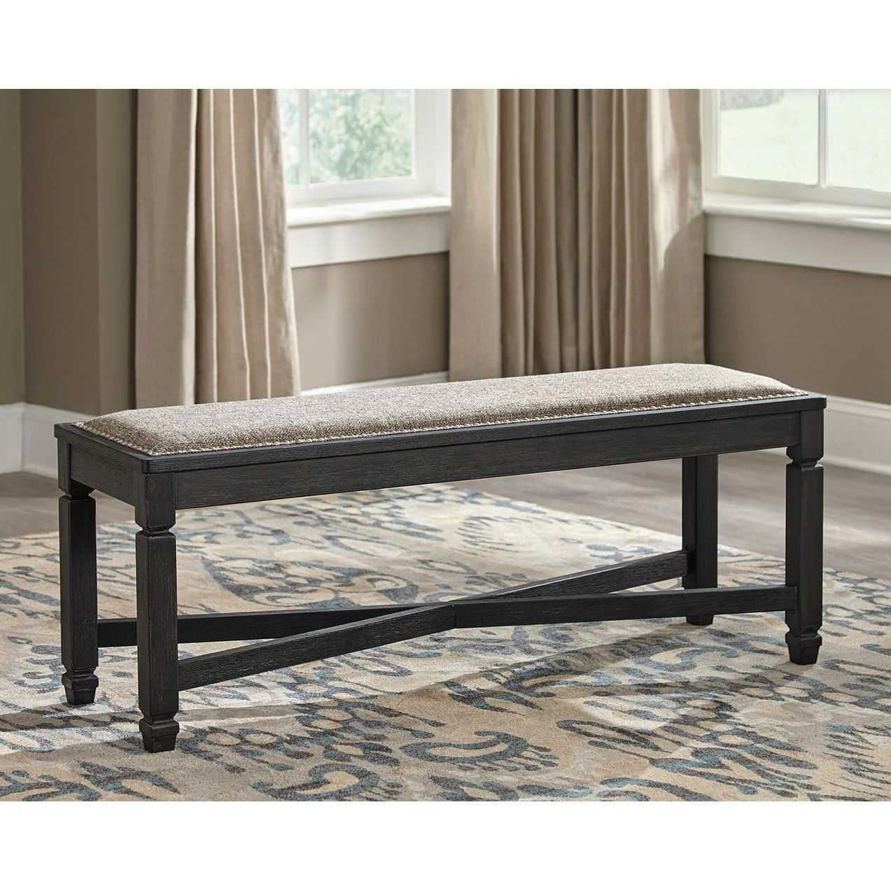 Tyler - Black/grayish Brown - Upholstered Bench - Image 2