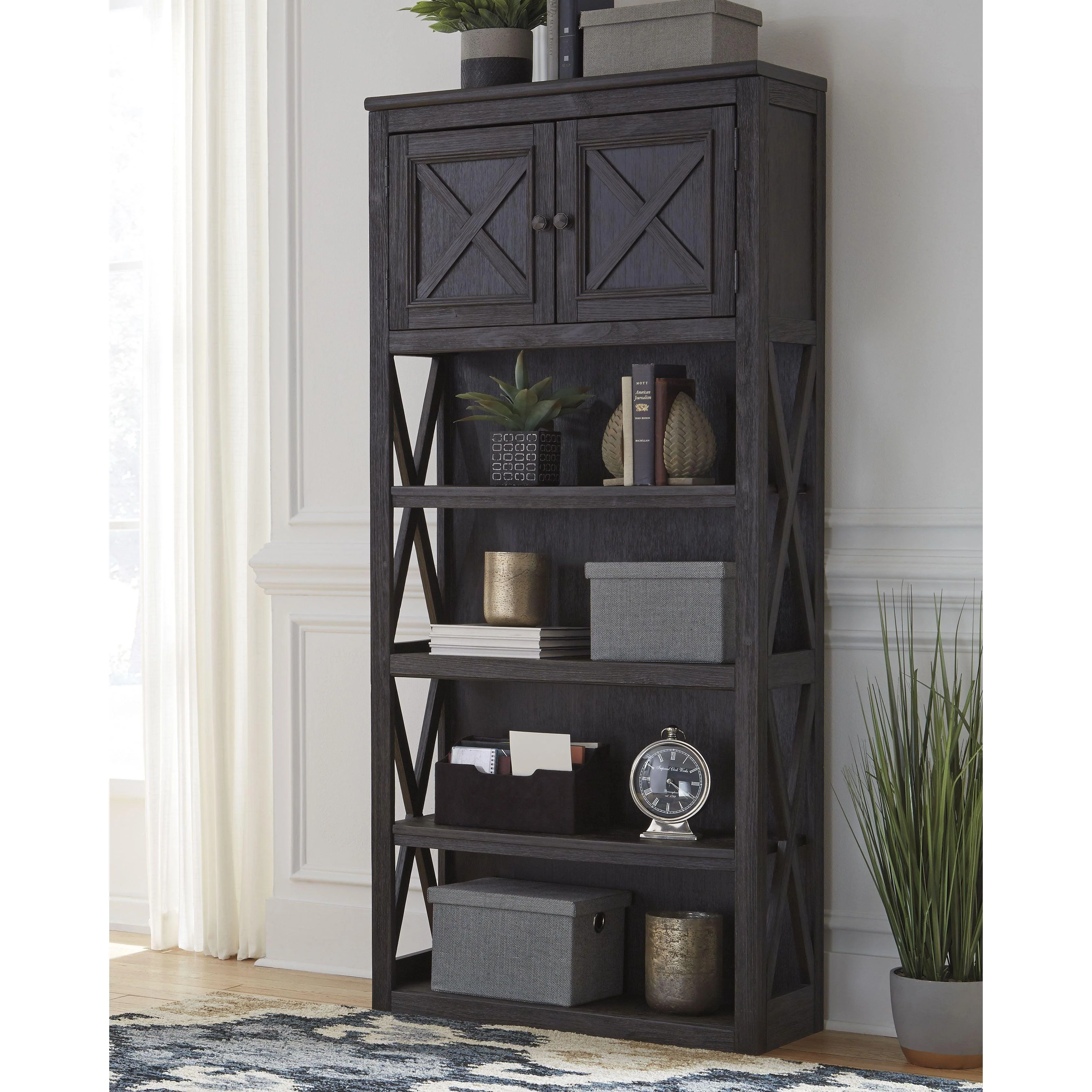 Tyler - Grayish Brown/black - Large Bookcase - Image 2