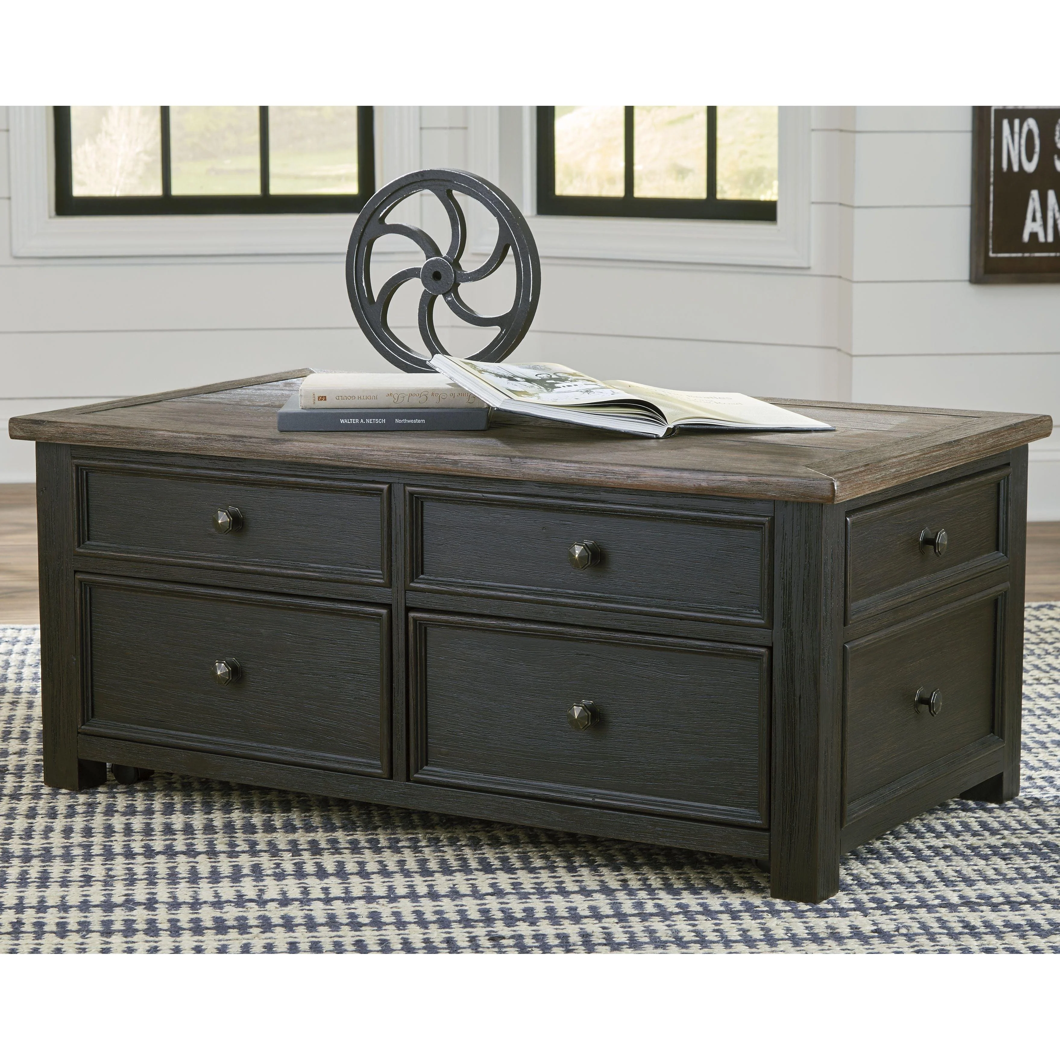Ashley Tyler Lift Top Cocktail Table in Grayish Brown/black - Image 2