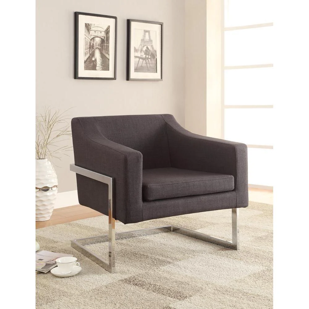 Upholstered Accent Chair With Modular Chrome Base - Gray
