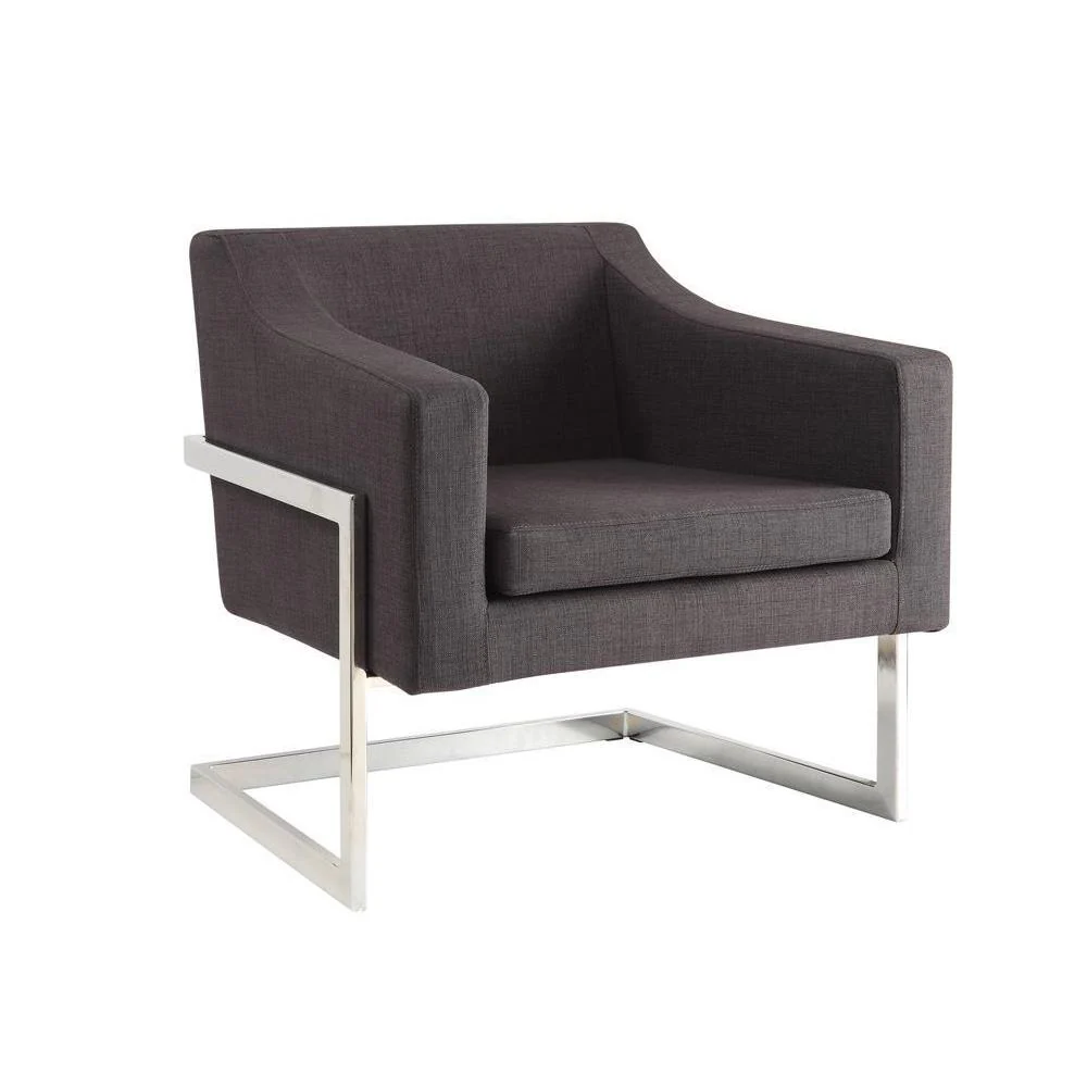 Upholstered Accent Chair With Modular Chrome Base - Gray - Image 2