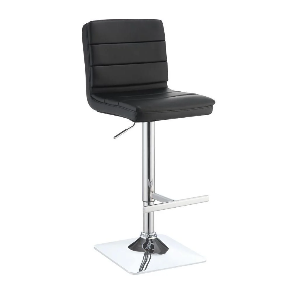 Upholstered Adjustable Bar Stools - Black (set Of 2)