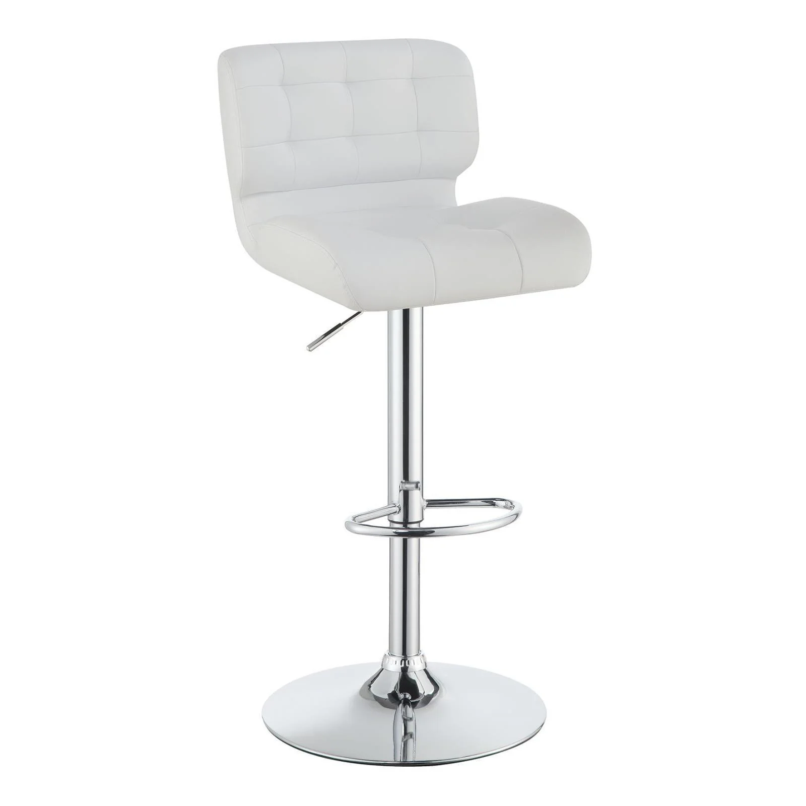 Upholstered Adjustable Bar Stools Chrome And White (set Of 2)