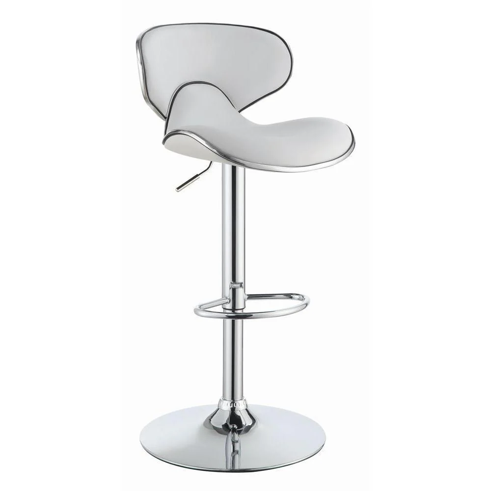 Upholstered Adjustable Height Bar Stools - White And Chrome (set Of 2) - Image 2