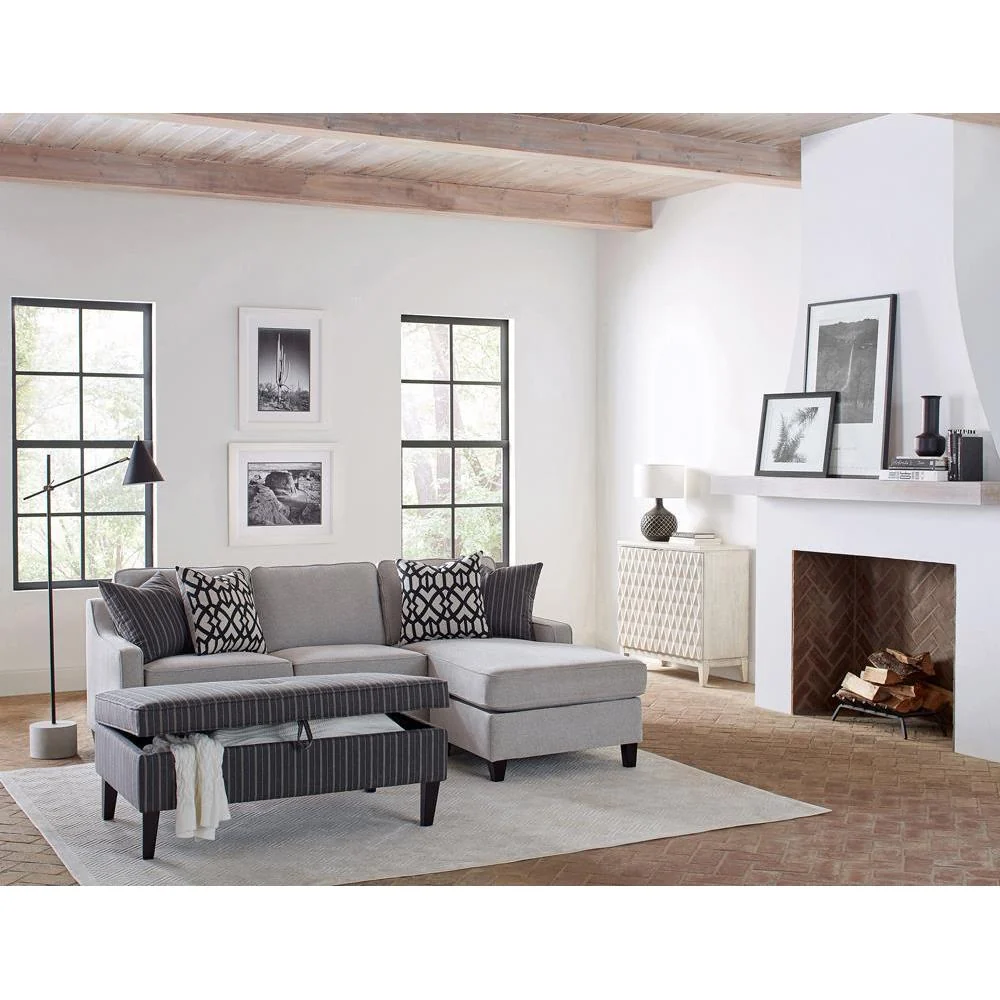 Upholstered Cushion Back Sectional - Pearl Silver - Image 2