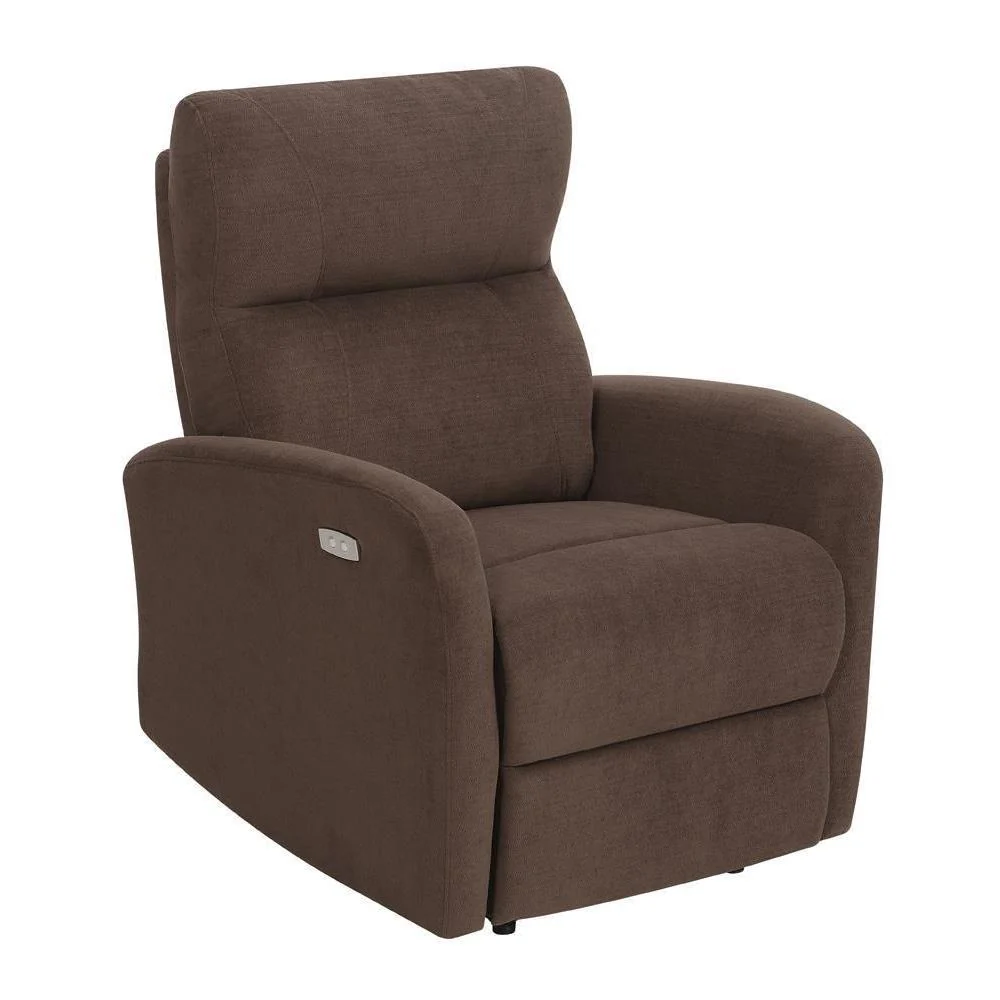 Upholstered Cushion Power Recliner - Brown