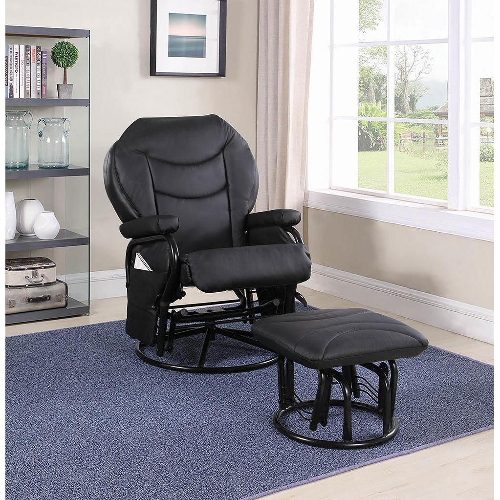 Upholstered Glider Recliner With Ottoman - Black - Image 2