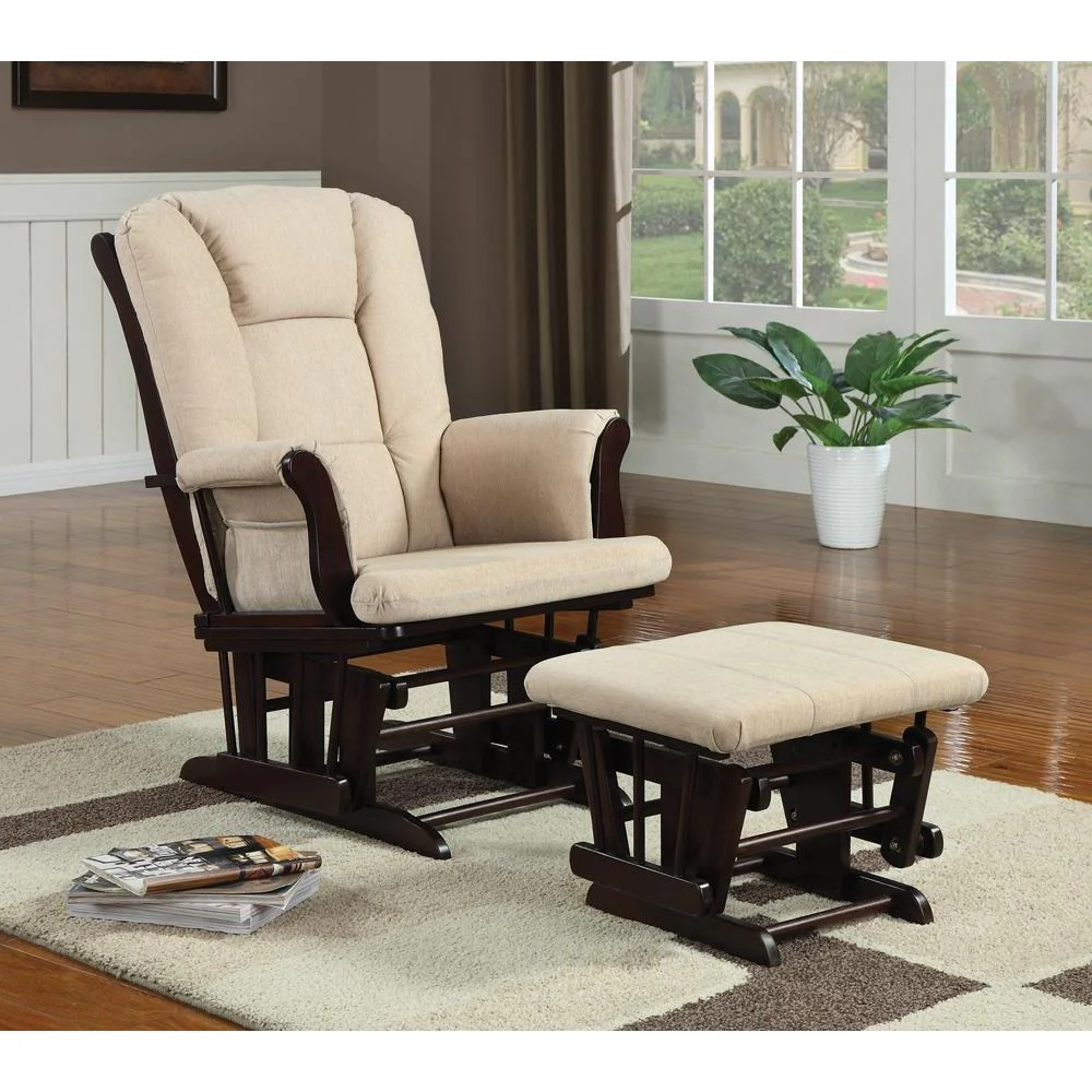 Upholstered Glider With Ottoman - Beige