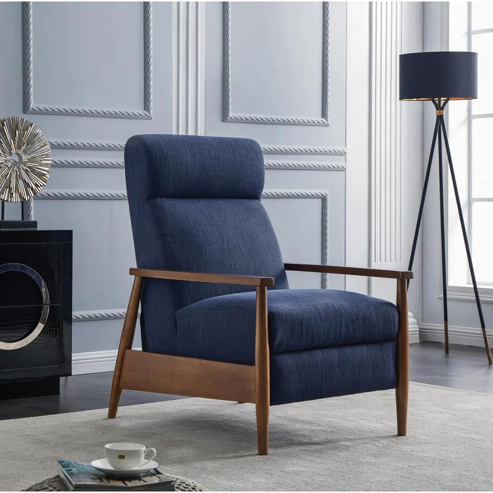 Upholstered Push-back Recliner - Blue - Image 3
