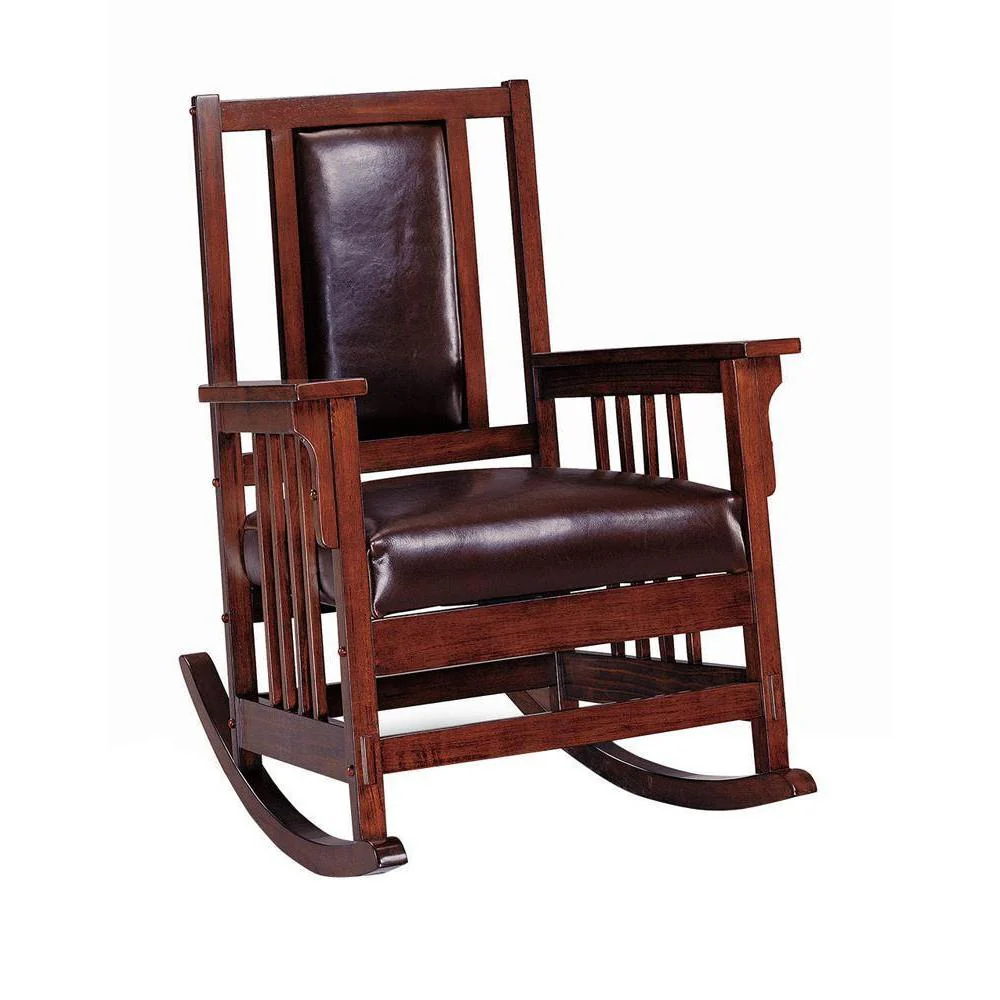 Upholstered Rocking Chair - Brown - Image 2