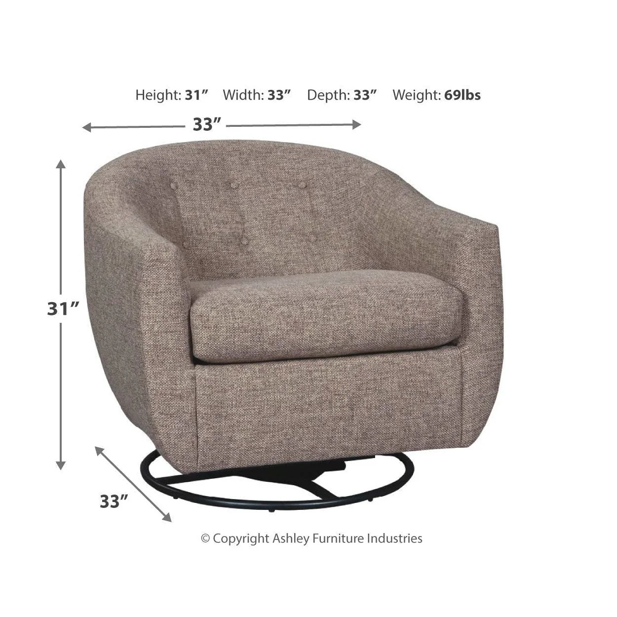 Upshur - Taupe - Swivel Glider Accent Chair - Image 10