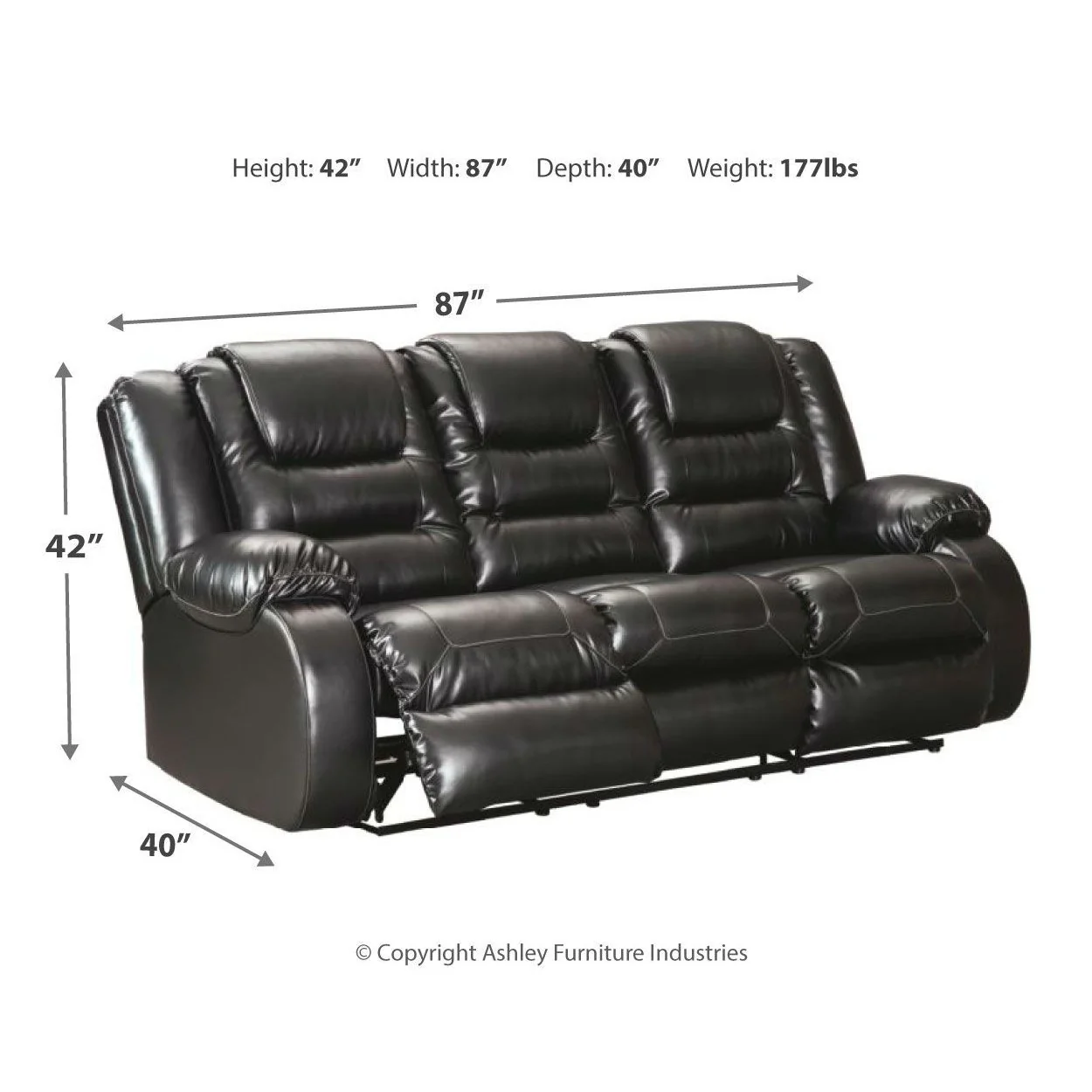 Vacherie - Black - Reclining Sofa - Image 14