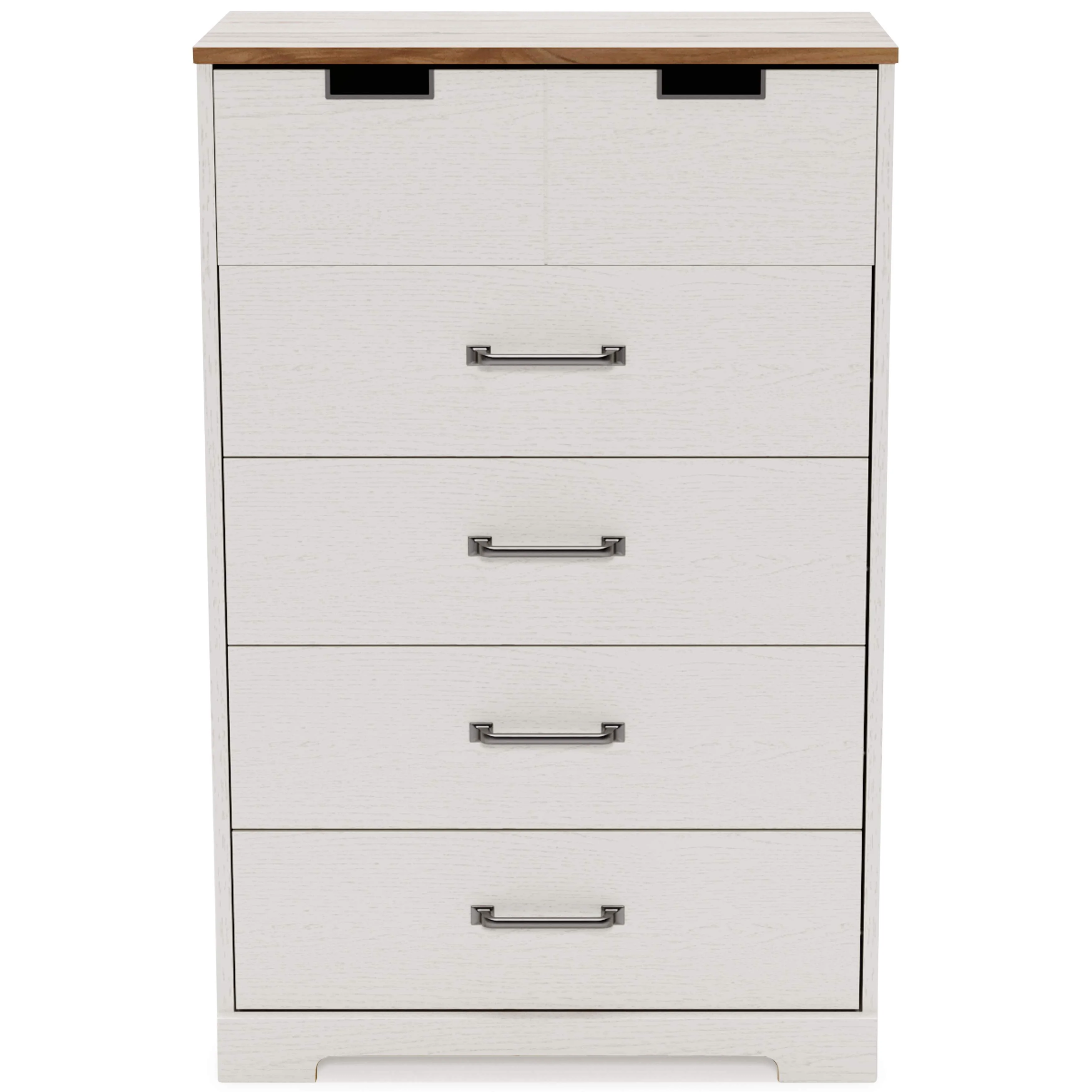 Vaibryn - White / Brown / Beige - Five Drawer Chest - Image 3