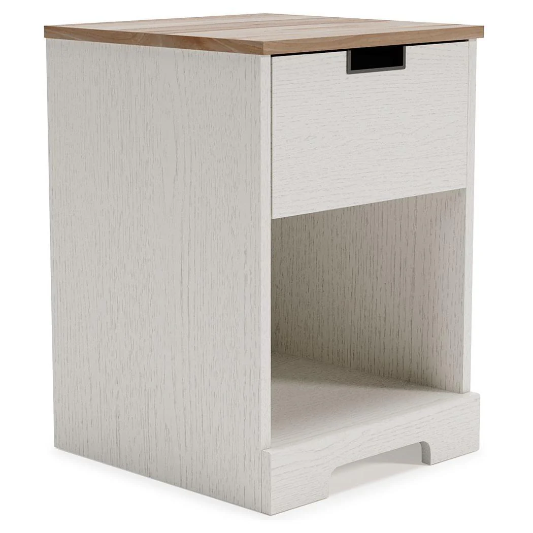 Vaibryn - White / Brown / Beige - One Drawer Night Stand