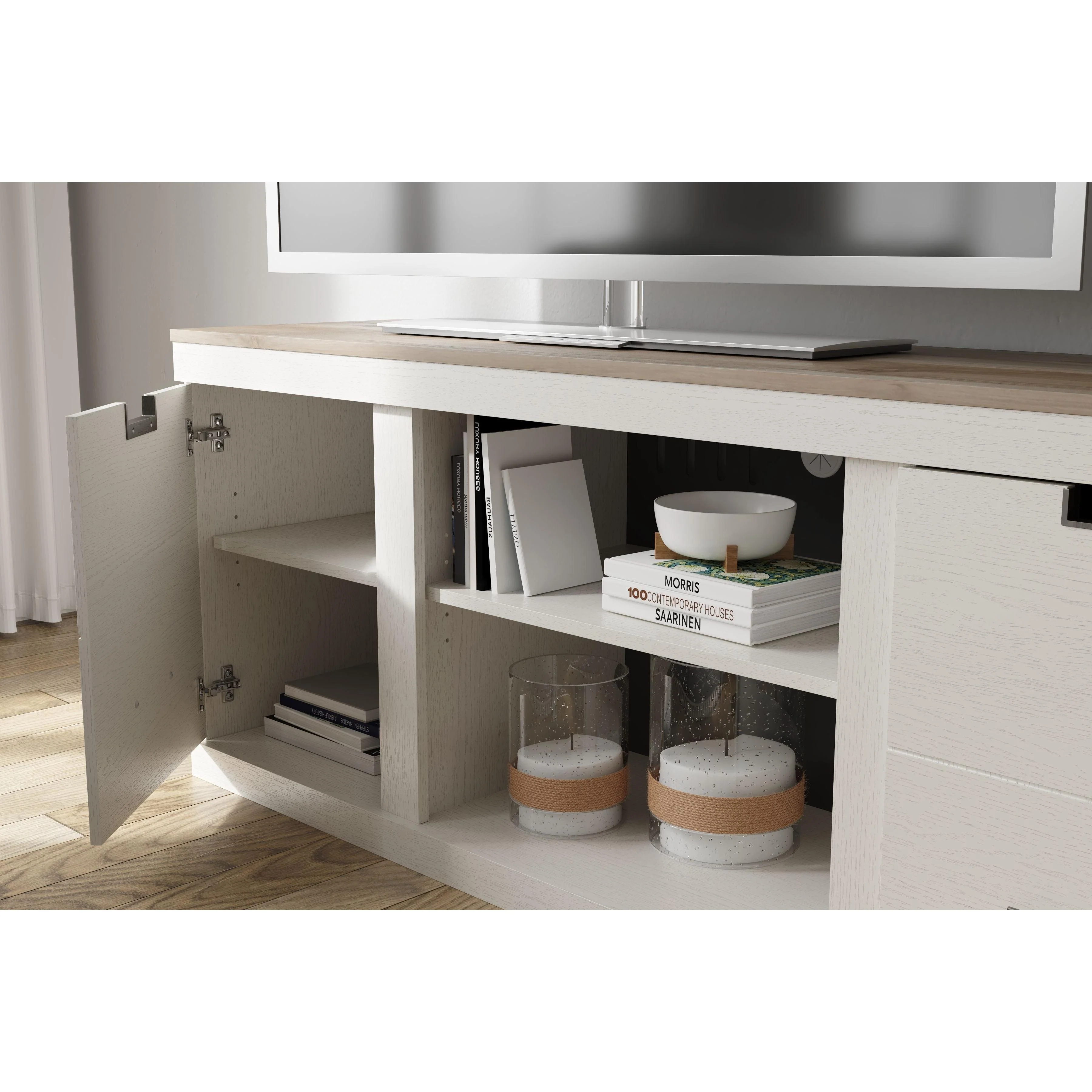 Vaibryn - White / Brown - Lg Tv Stand W/fireplace Option - Image 9