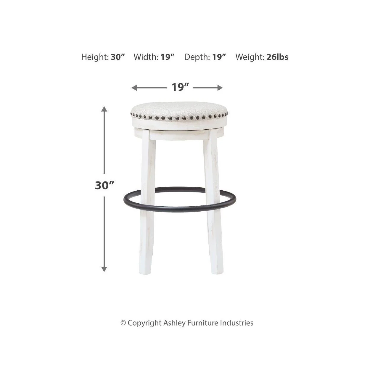Valebeck - White/black - Tall Uph Swivel Stool (1/cn) - Image 10