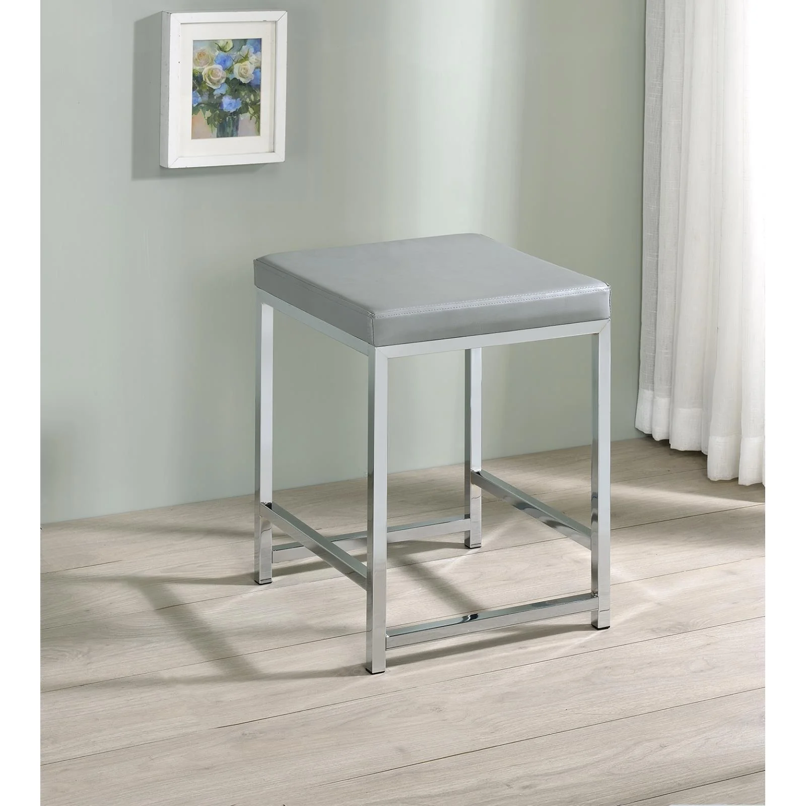Vanity Stool - Pearl Silver