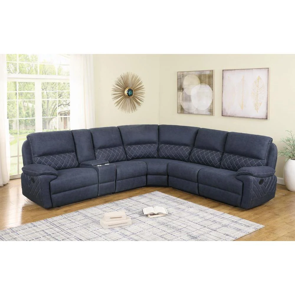 Variel Motion Collection - 6 Pc Motion Sectional - Blue - Image 3