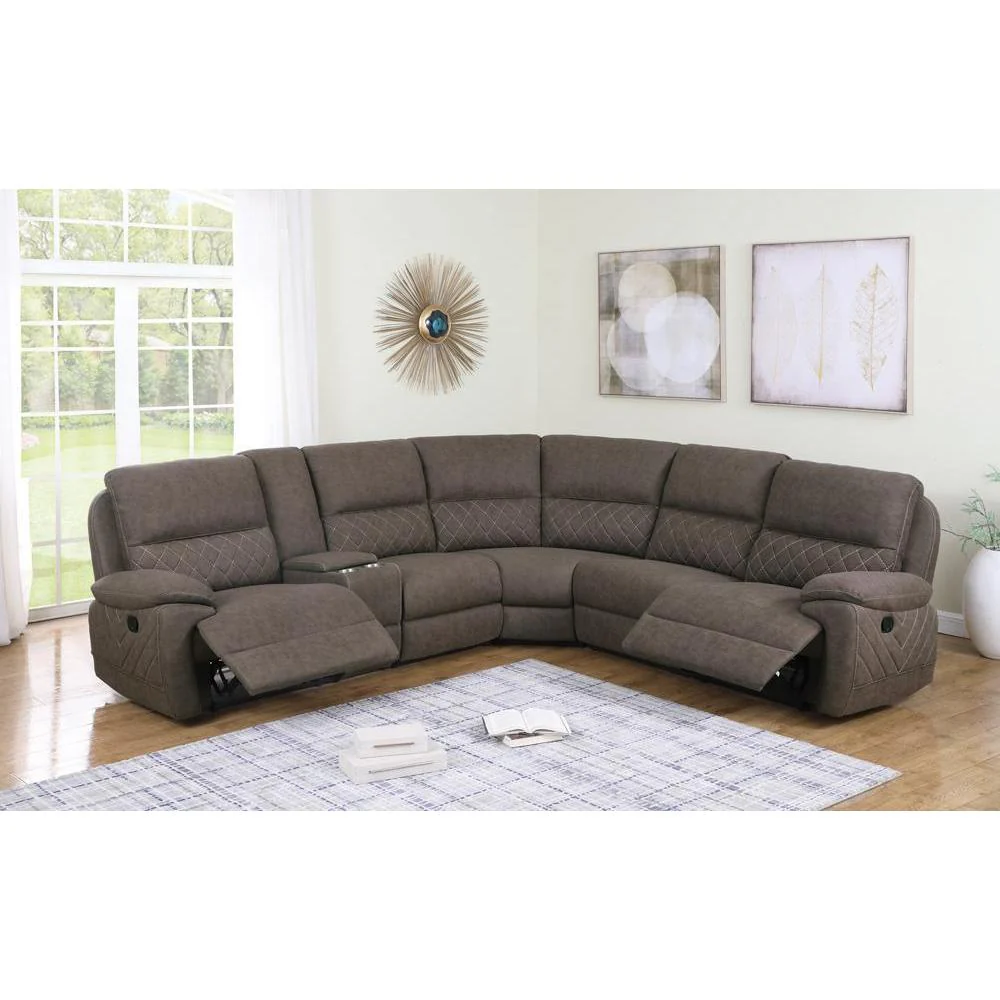 Variel Motion Collection - 6 Pc Motion Sectional - Brown - Image 2