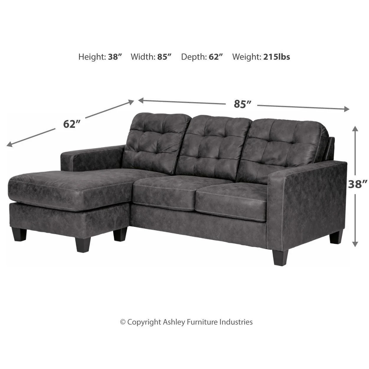 Venaldi - Gunmetal - Sofa Chaise Queen Sleeper - Image 4