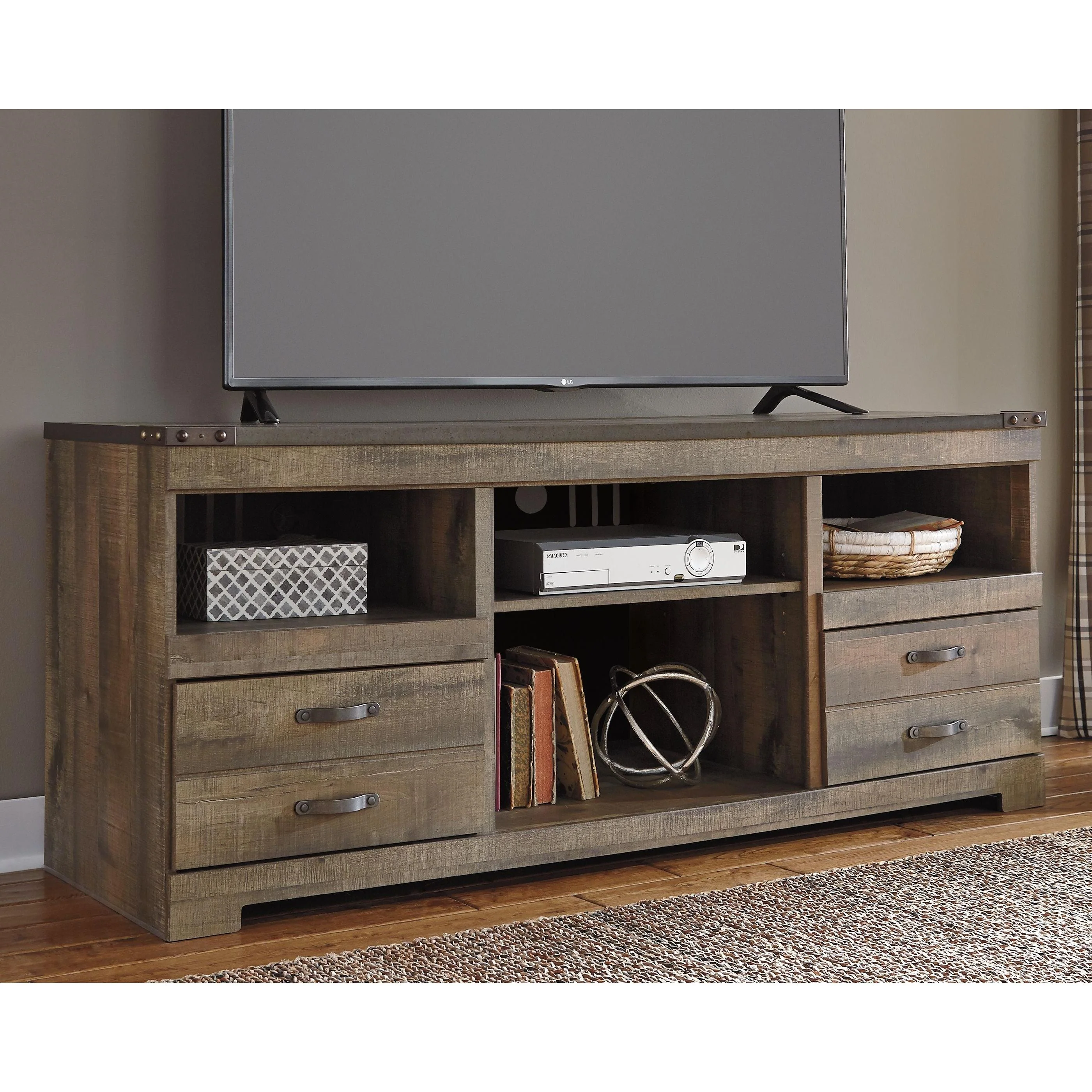 Ashley Trinell Large Tv Stand w/Fireplace Option in Brown (63.39"W x 19.61"D x 26.22"H) - Image 11