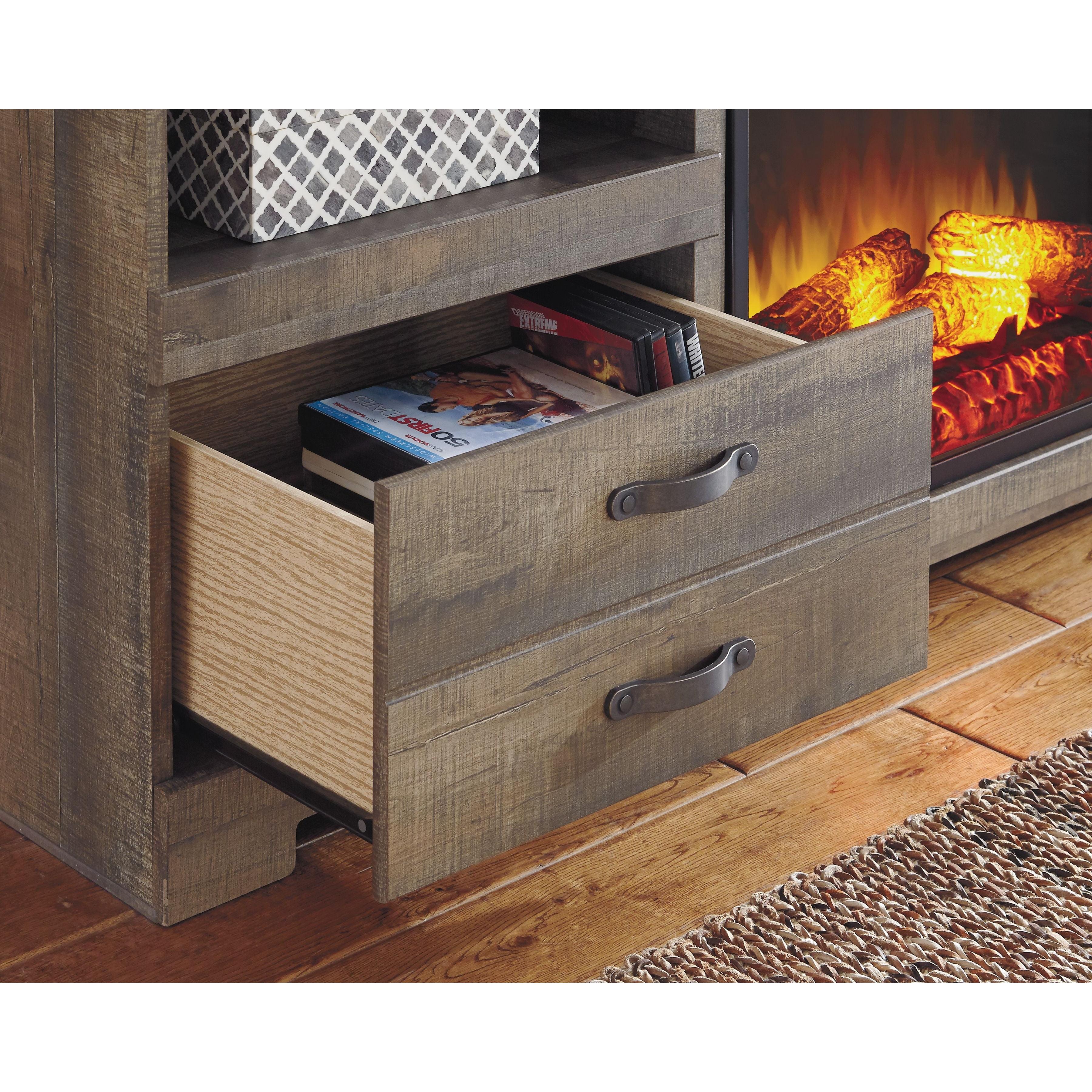 Ashley Trinell Large Tv Stand w/Fireplace Option in Brown (63.39"W x 19.61"D x 26.22"H) - Image 14