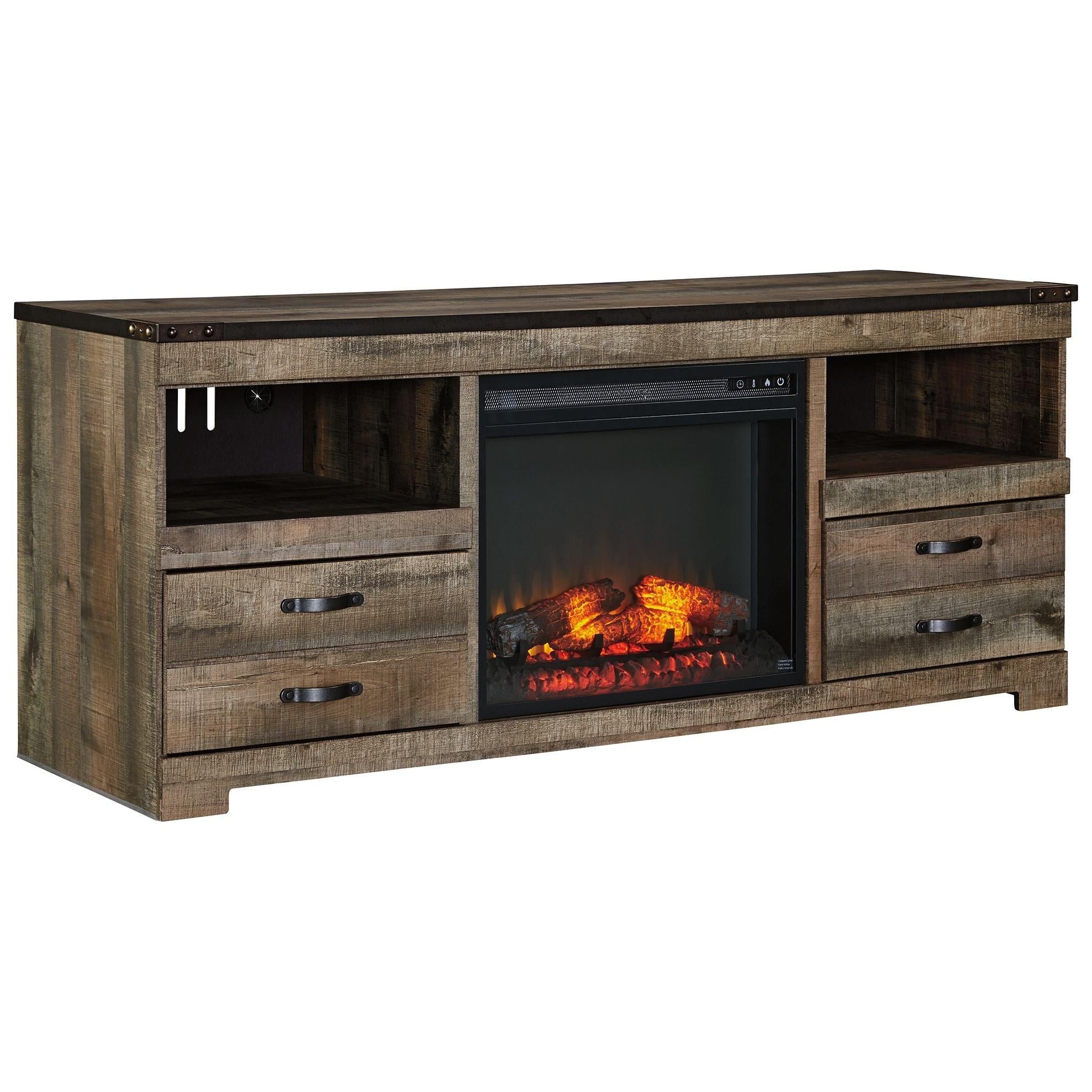 Ashley Trinell Large Tv Stand w/Fireplace Option in Brown (63.39"W x 19.61"D x 26.22"H) - Image 15
