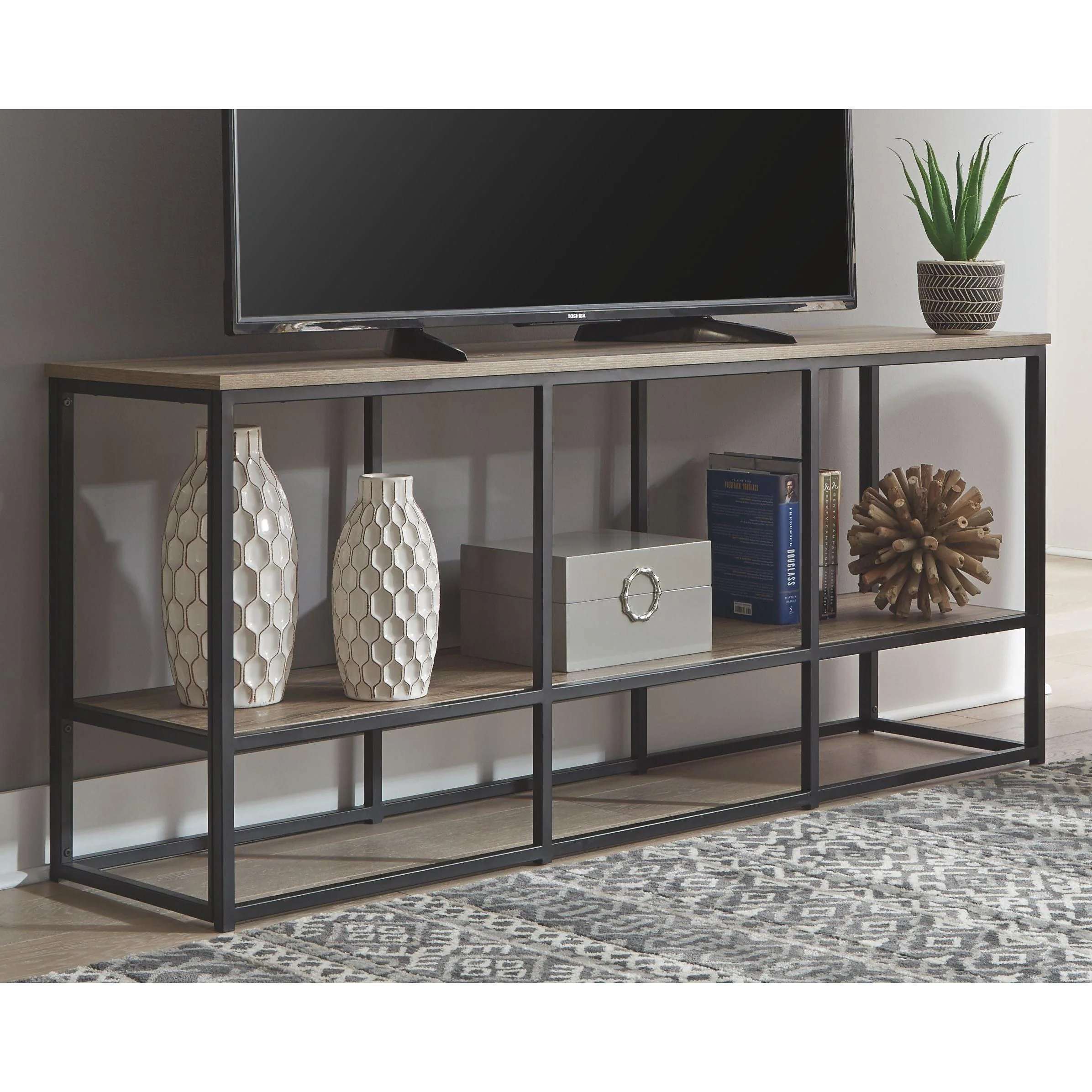 Wadeworth - Brown/black - Extra Large Tv Stand - Image 2