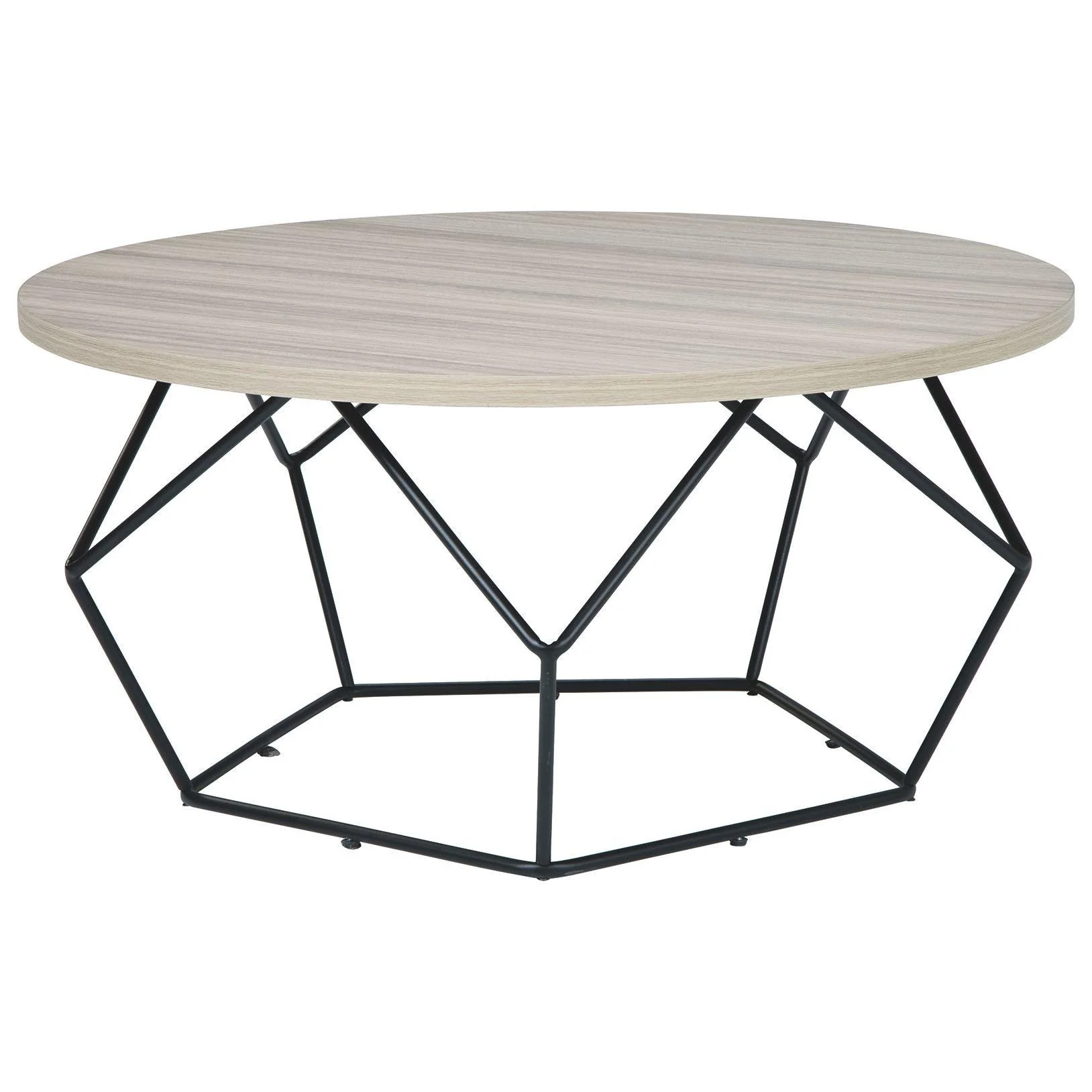 Waylowe - Light Brown/black - Round Cocktail Table